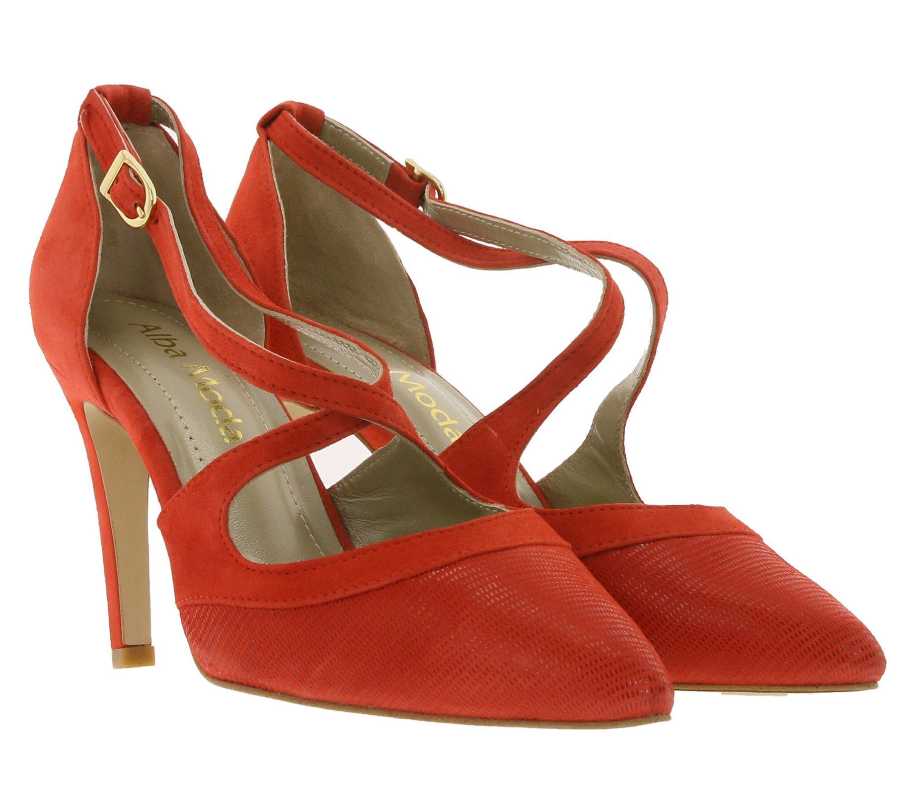 Gabor »Alba Moda Echtleder-Pumps knallige Damen Absatz-Schuhe mit  überkreuzten Riemchen Stilettos Rot« Pumps online kaufen | OTTO