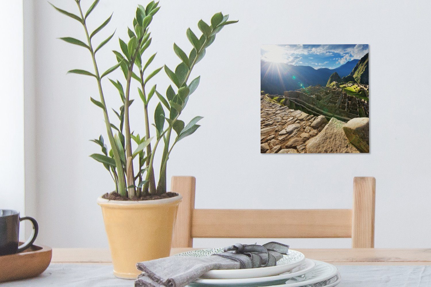 Bilder Sonne, Machu Picchu St), - Wohnzimmer Leinwand Schlafzimmer OneMillionCanvasses® für (1 Leinwandbild - Peru