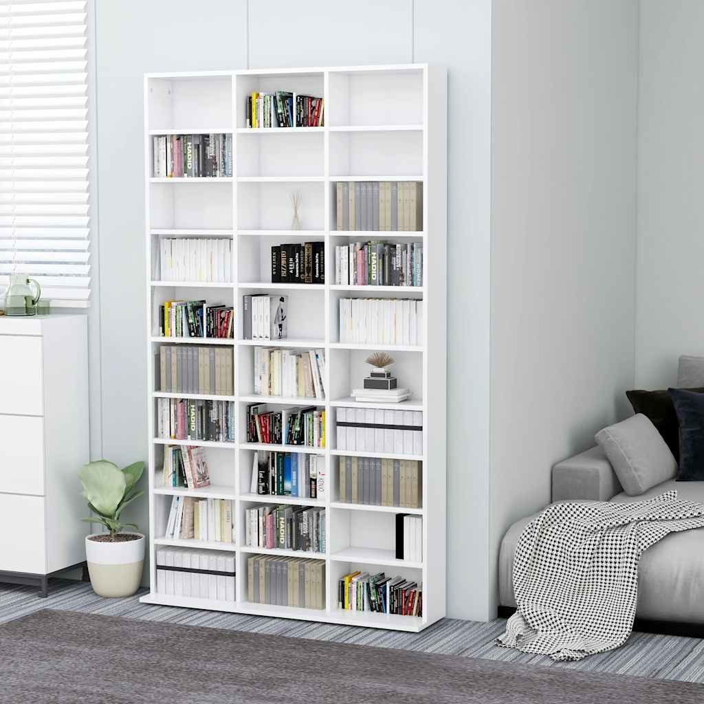 furnicato CD-Regal CD-Schrank Weiß 102x23x177,5 cm Holzwerkstoff, 1-tlg., Regal mit 30 offenen Fächern als Aktenschrank für das Büro
