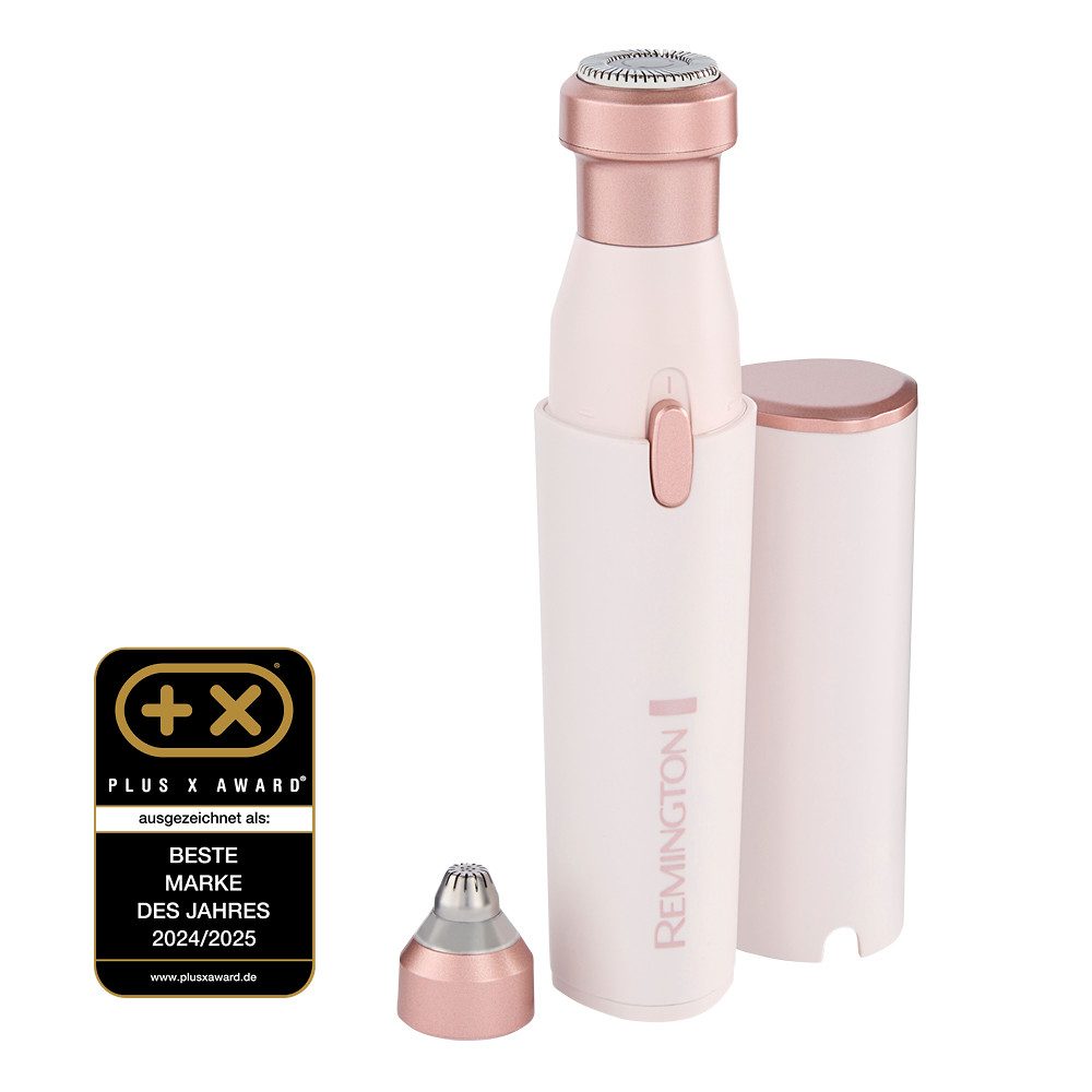 Remington Beauty-Trimmer BareMe2-in-1 Gesichtshaarentferner (WFS200), verschiedene Trimmaufsätze, Präzisions-Augenbrauenformer, elektrisch