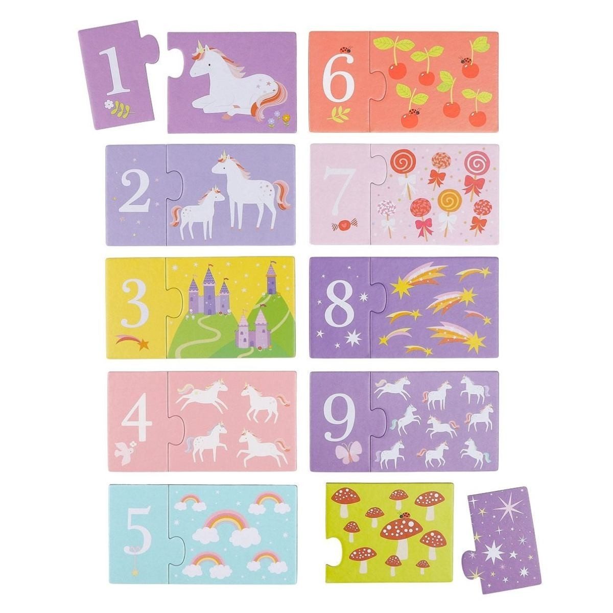 A Little Lovely Company Lernspielzeug Puzzle Zählen Lernen 10 Puzzle je 2 Teile Zahlen lernen