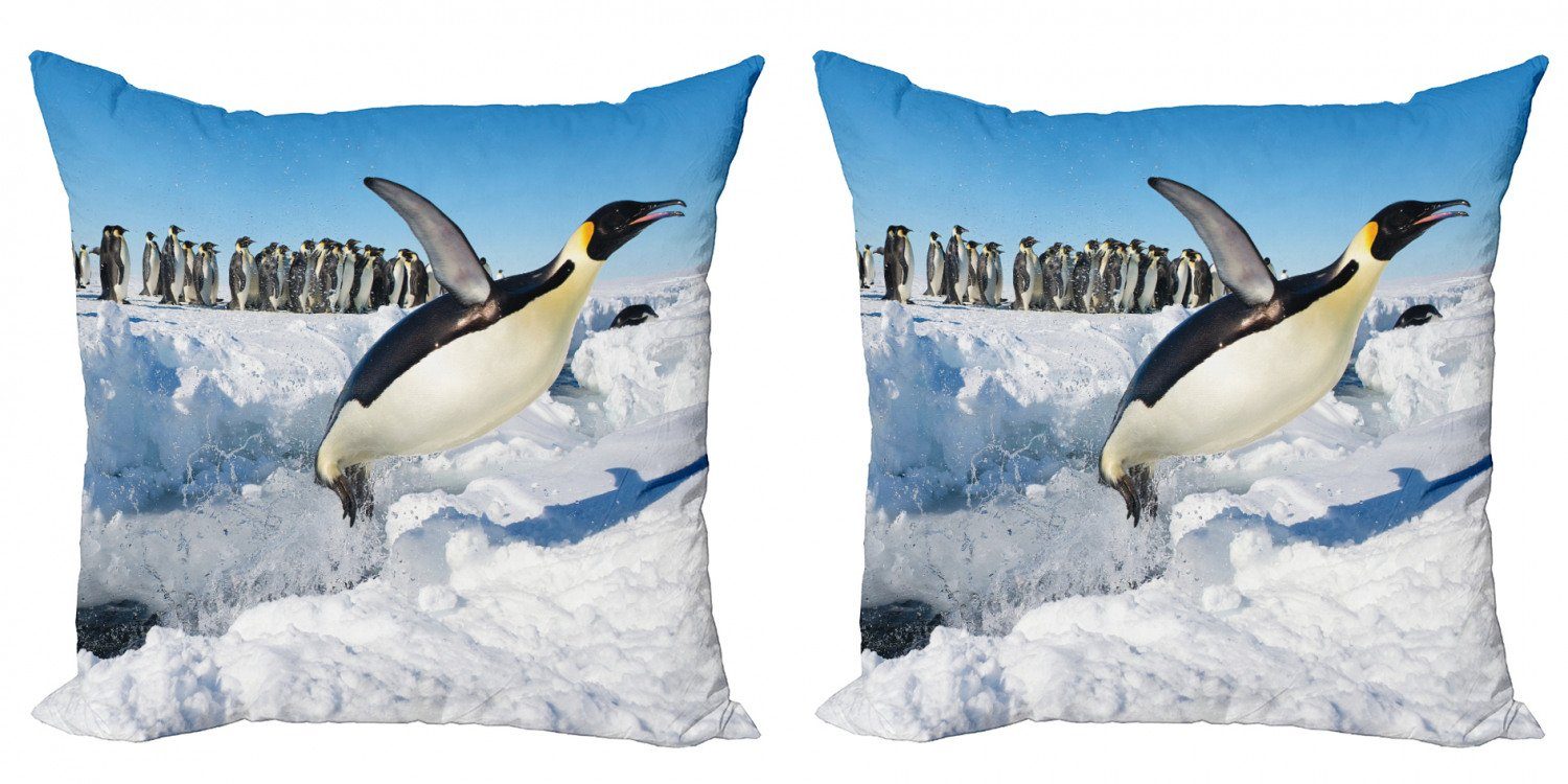 Kissenbezüge Modern Accent Doppelseitiger Digitaldruck, Abakuhaus (2 Stück), Pinguin Detaillierte Arctic Foto
