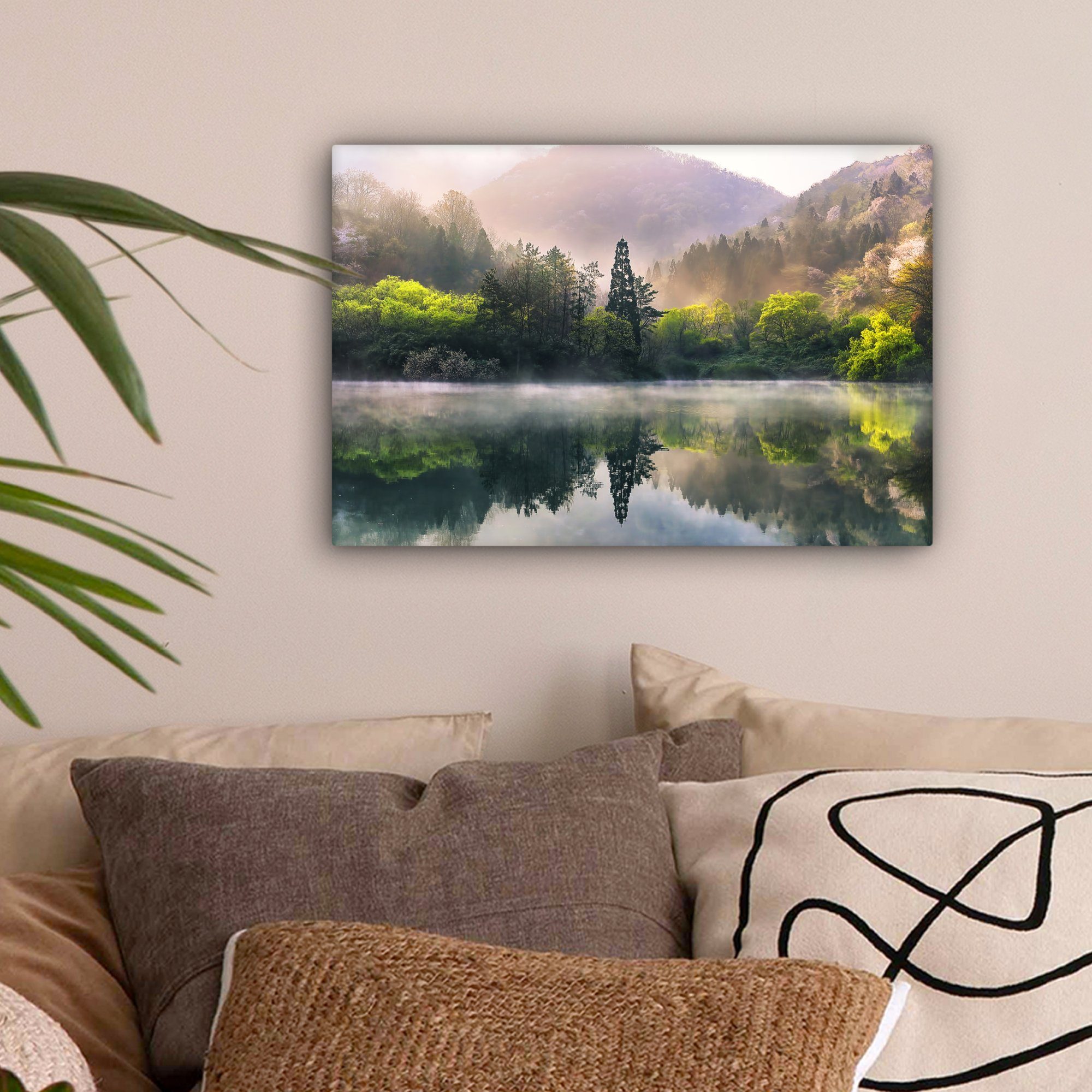 OneMillionCanvasses® Leinwandbild Natur - Bäume - Berge - See - Wasser, Fot günstig online kaufen