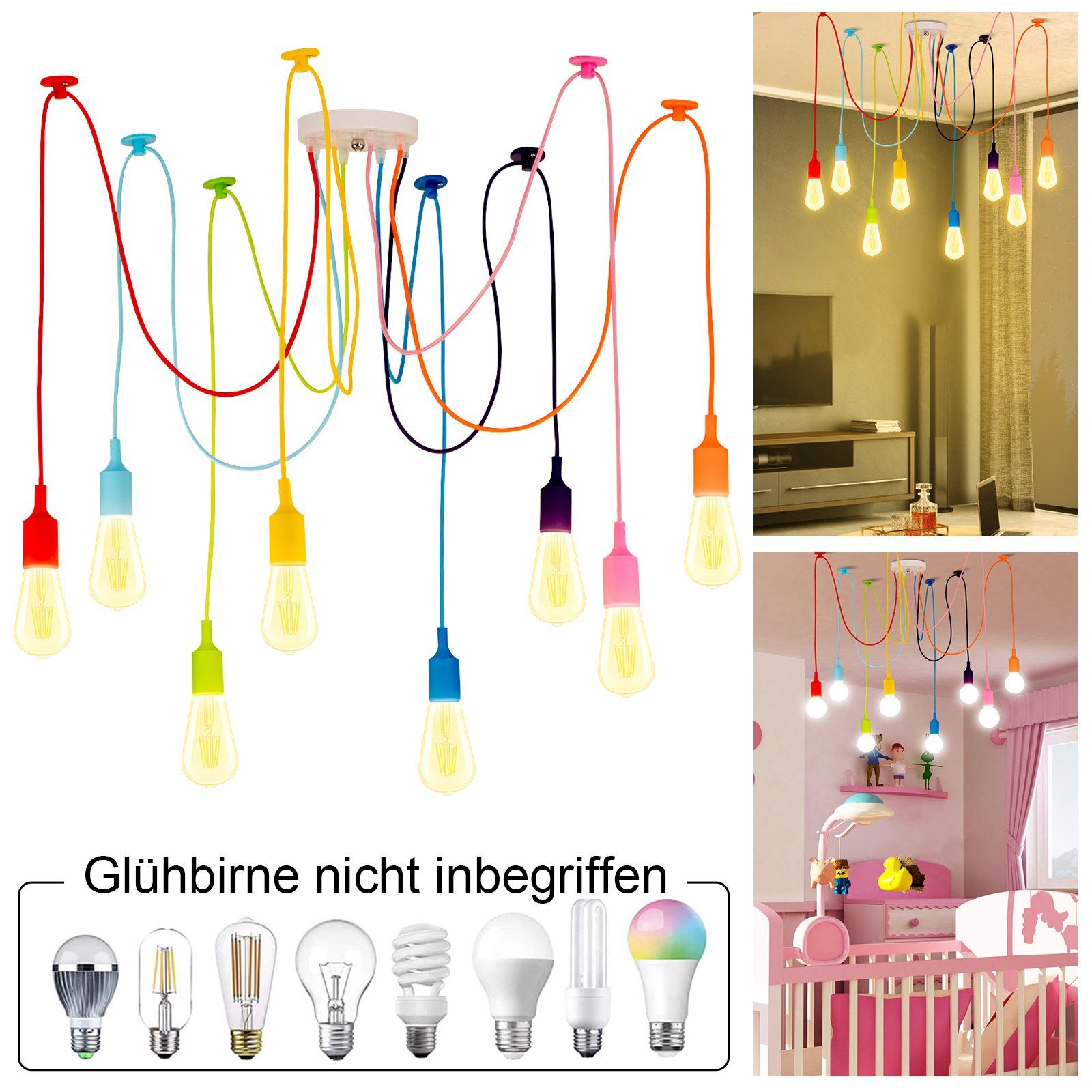 Küche, Mehrfarbig Pendelleuchte Studie, Salon, Vintage für Pendelleuchte, DIY Hängend, Industrie Lampe Höhenverstellbar, Esszimmer, Sunicol Schlafzimmer LED