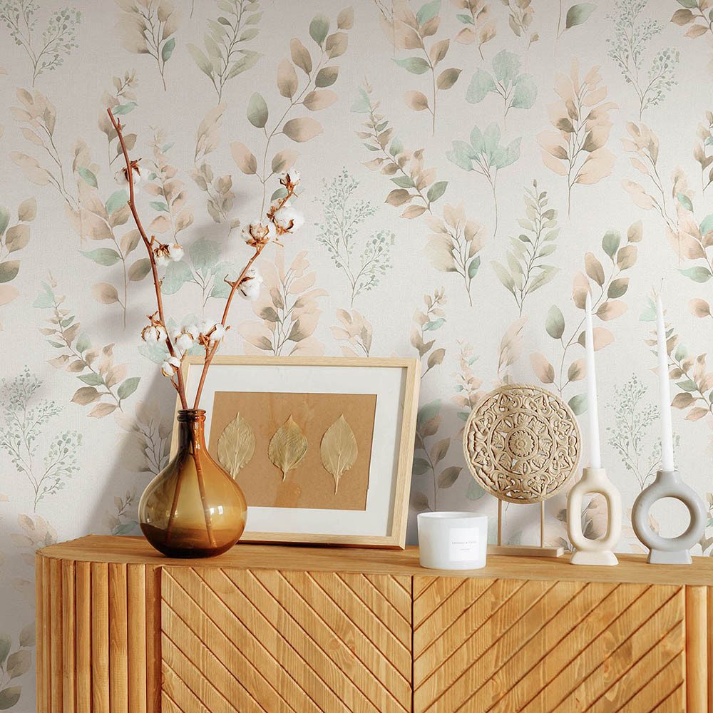 Erismann Vliestapete Blattmuster Weiß Apricot 10579-23 Moments26