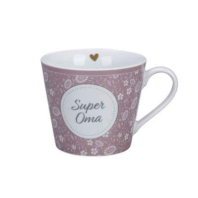 Krasilnikoff Tasse Happy Cup Super Oma Flowers, Porzellan