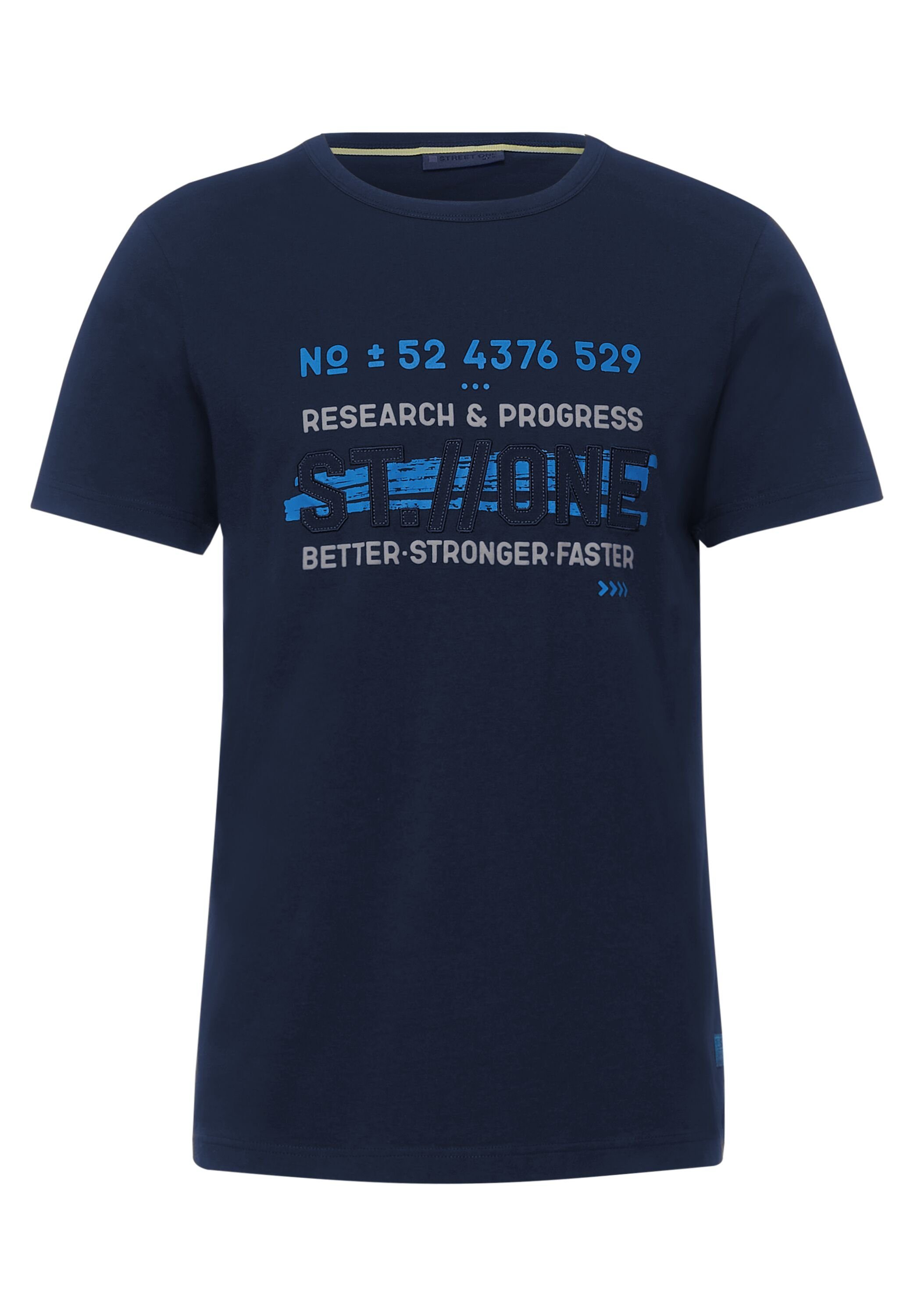 navy STREET blue Wordingprint T-Shirt ONE MEN mit