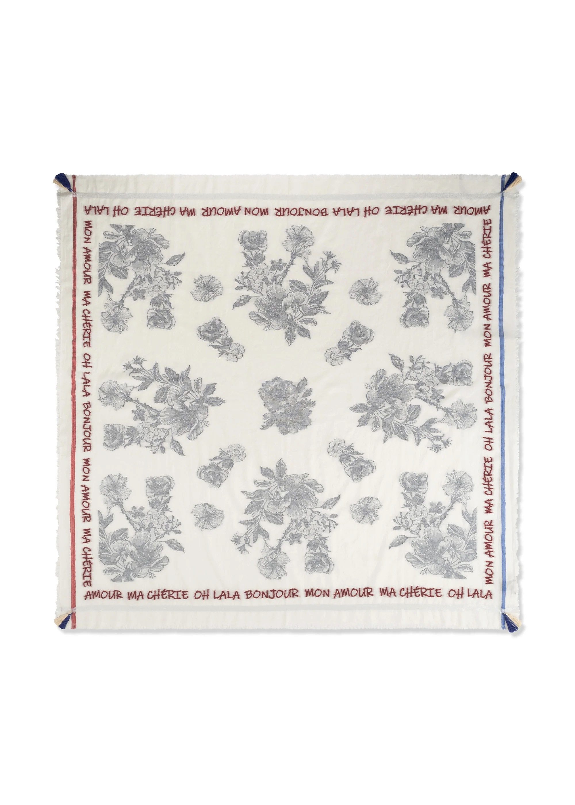 Codello Dreieckstuch Codello Jaquard Tuch mit Blumenmuster, Fransenabschlüsse rundum