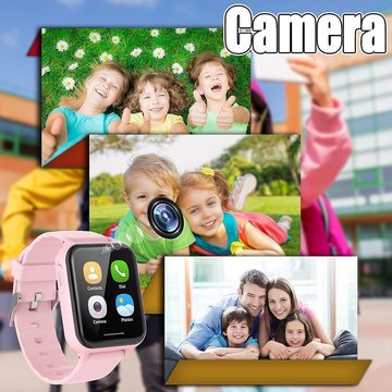 PTHTECHUS Smartwatch (1,54 Zoll), Kinder Smartwatch Spiele Musik Kamera Telefon Ideales Geschenk