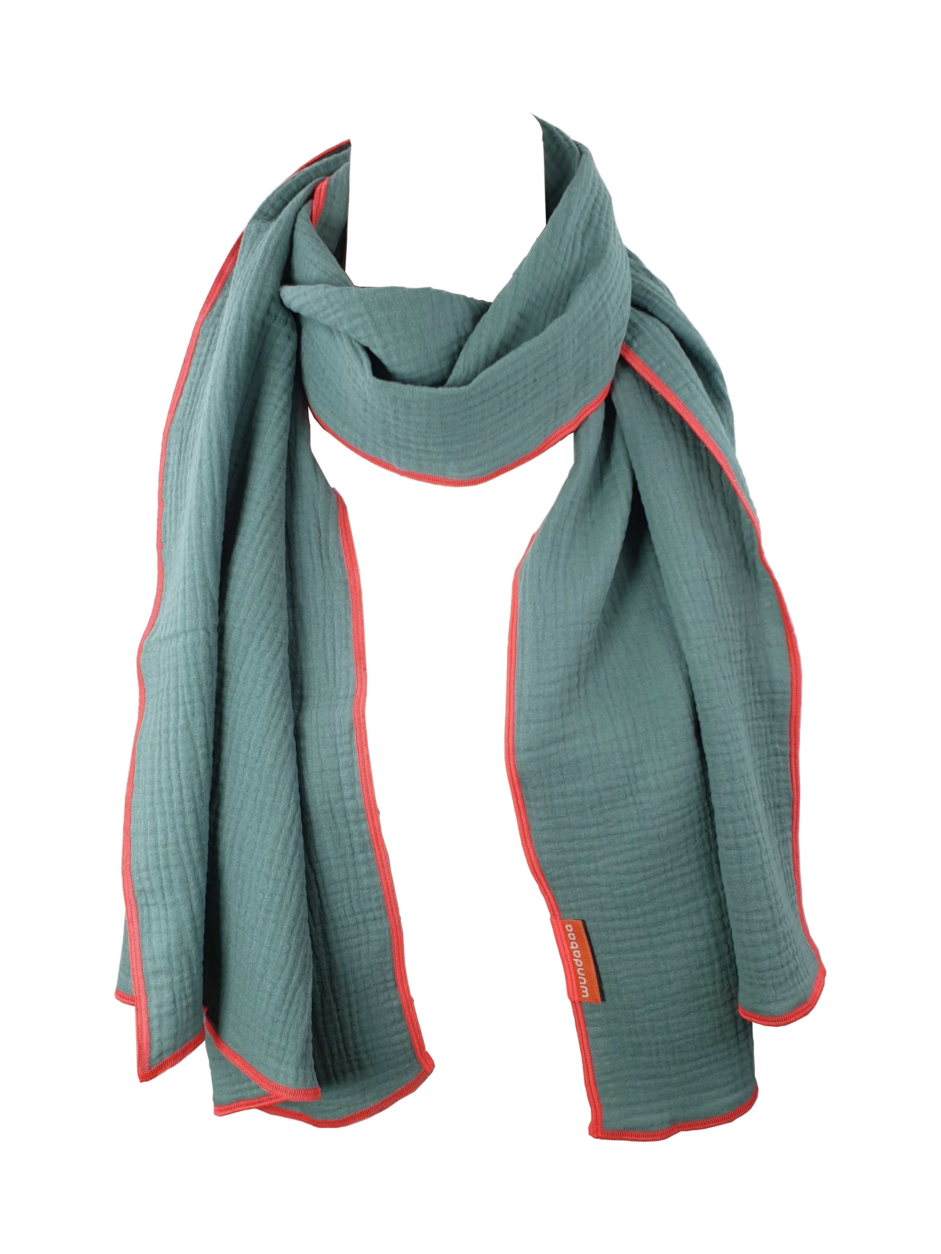 wundabaa Modeschal Leichter Musselinschal 170 x 44 mit Rand in Neonfarben