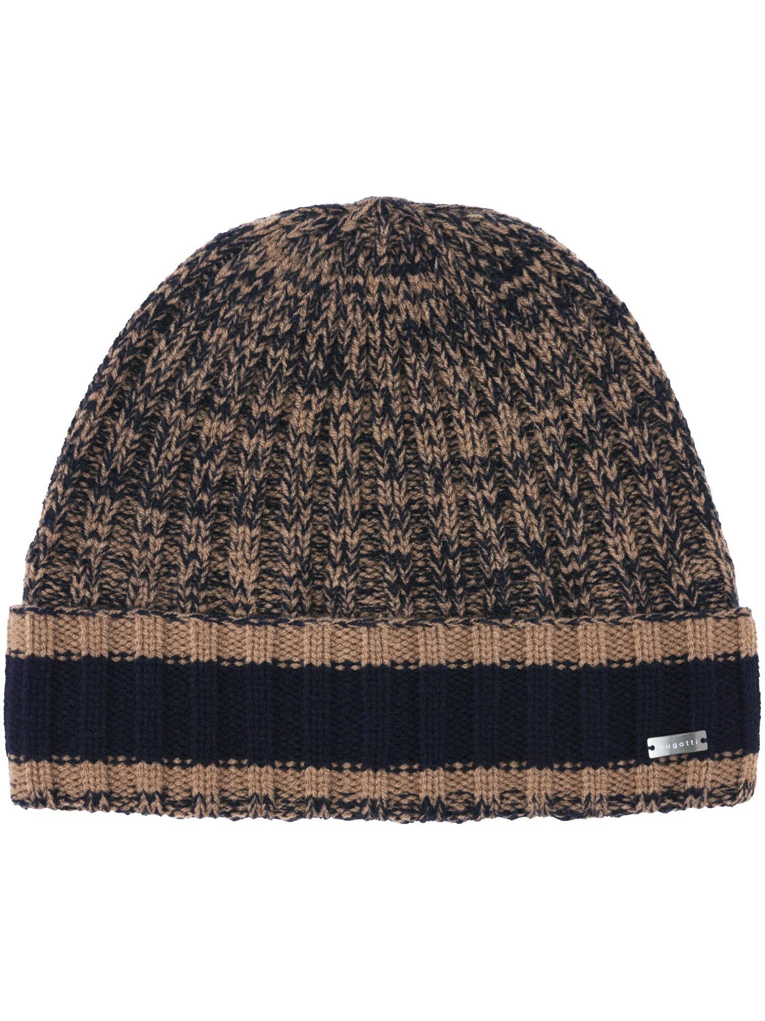 bugatti Strickmütze Melierte bugatti Beanie mit farblich abgesetzem Umschlag