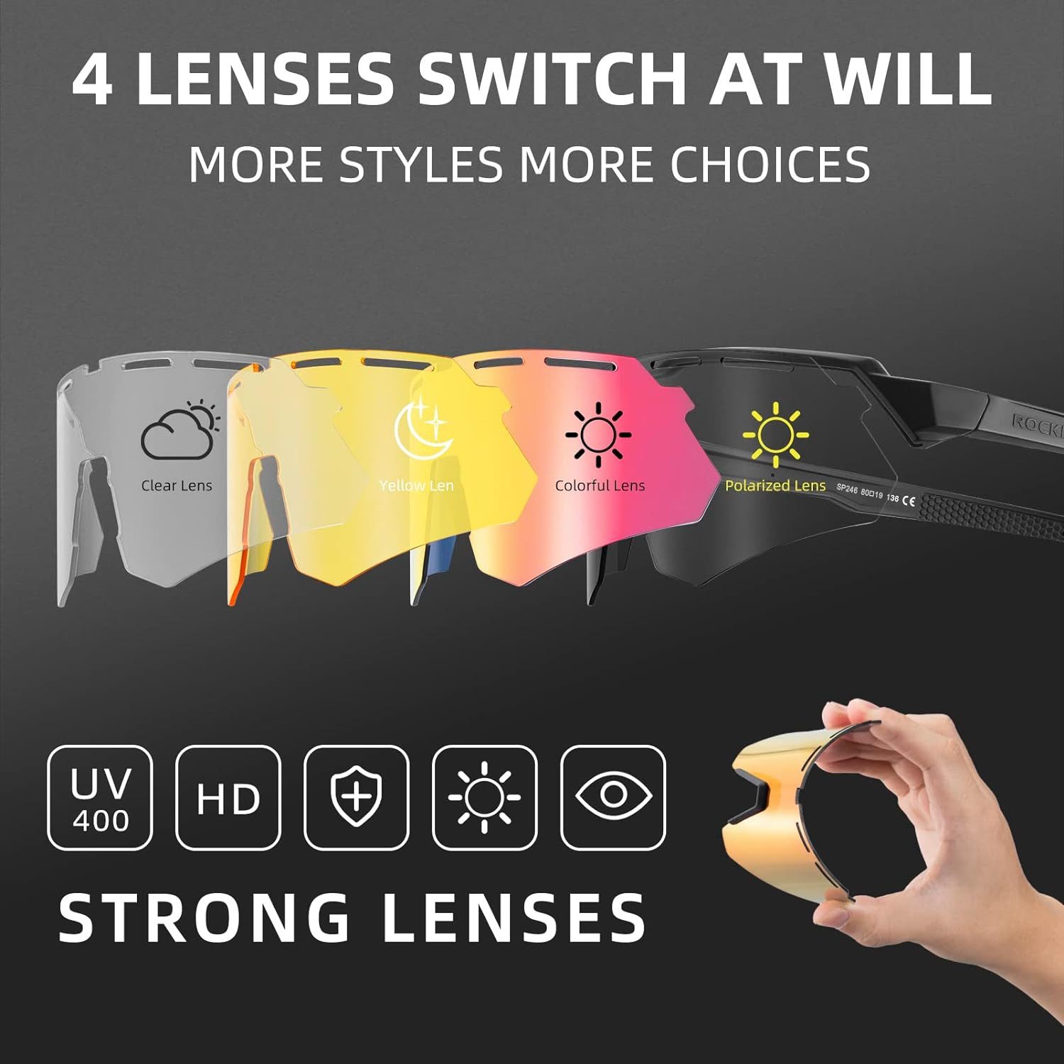 ROCKBROS Fahrradbrille Polarisierte Fahrradbrille Sonnenbrille, UV-Schutz