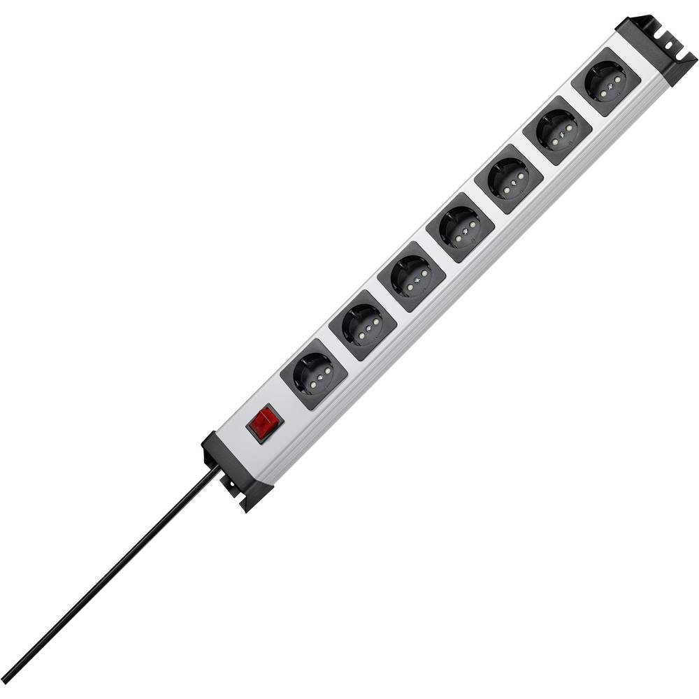 erhöhter Steckdosenleiste, beleuchtetem Berührungsschutz, mit Kopp Schalter mit 7-fach Steckdosenleiste Schalter