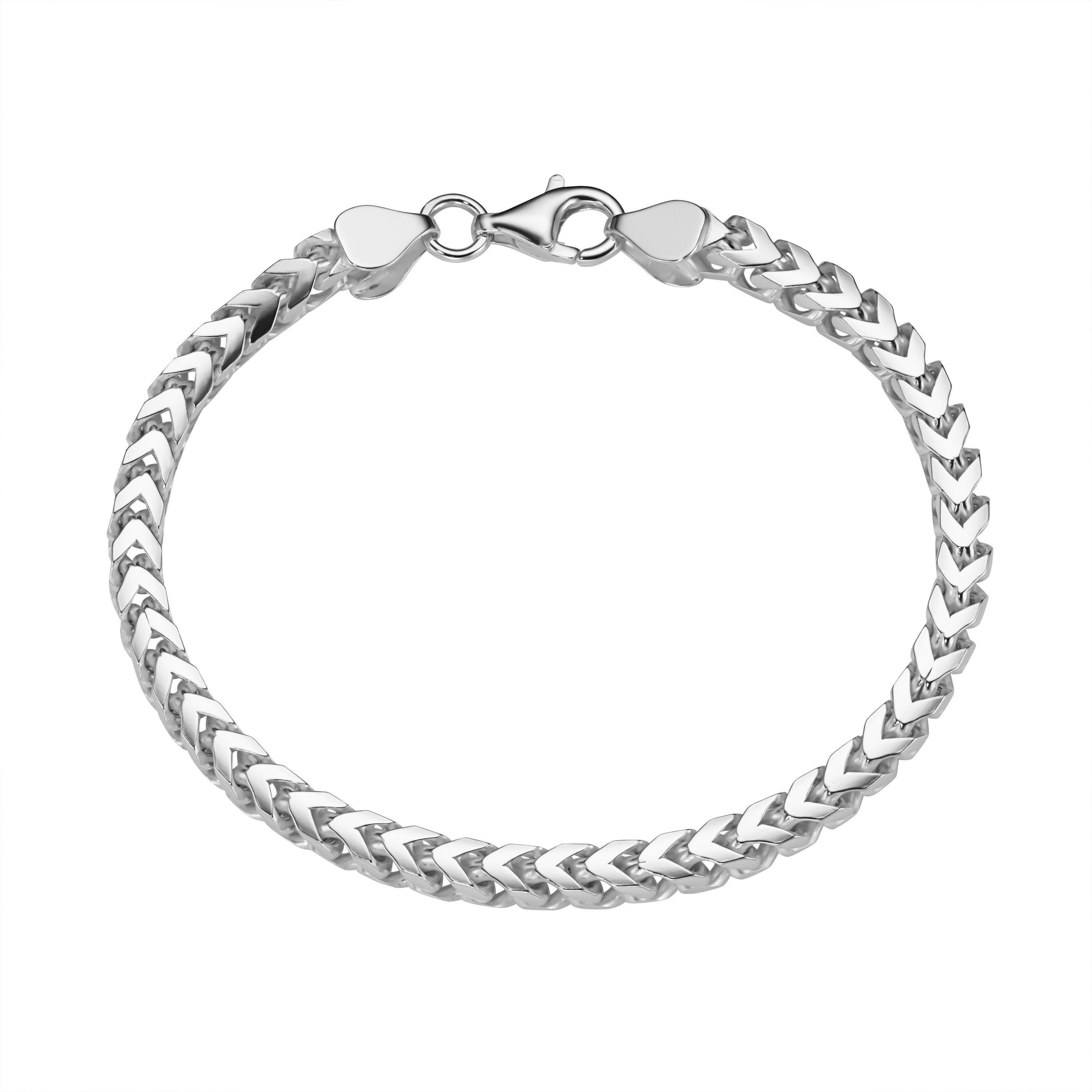 Armband Fantasiekette 4-kant diamantiert, massiv, Silber 925