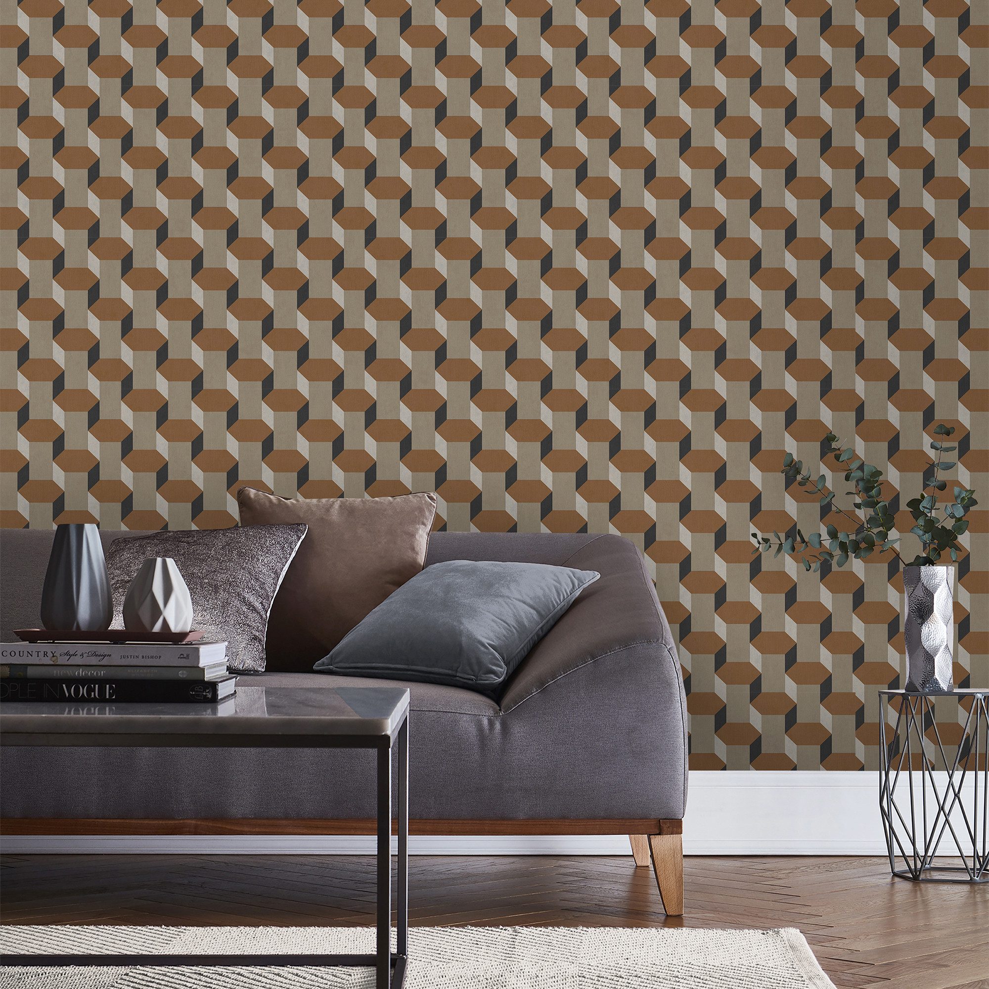 Sublime Vliestapete VINTAGE GEOMETRIC, 3D-Optik, (1 St), Design Tapeten