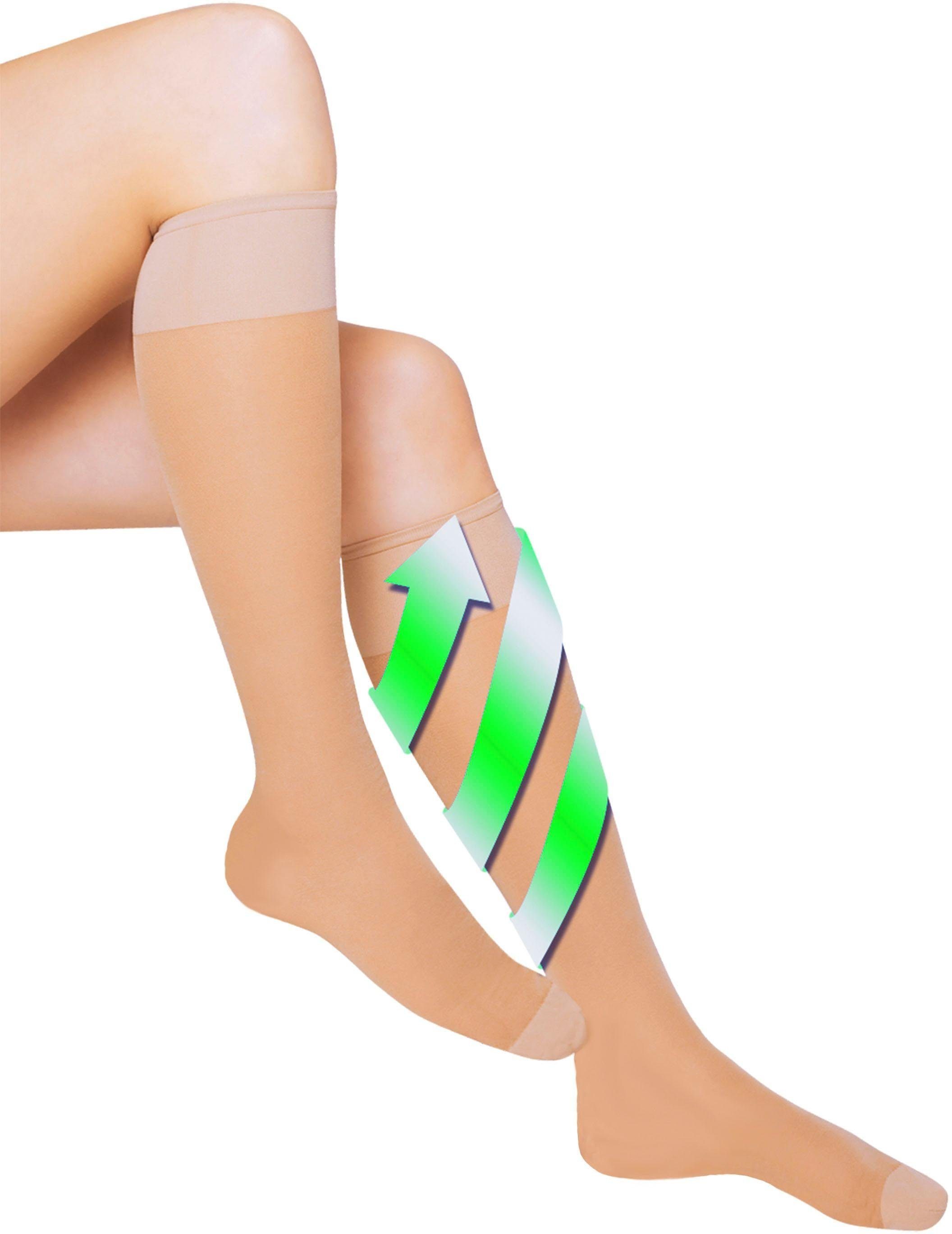 Janastyle Stützkniestrümpfe Fresh Travel, idealer Reise- und Alltagsbegleiter, 8-10 mmHg, (Set, 3 Paar) hoher Tragekomfort, wirkt antibakteriell, keine Druckstellen