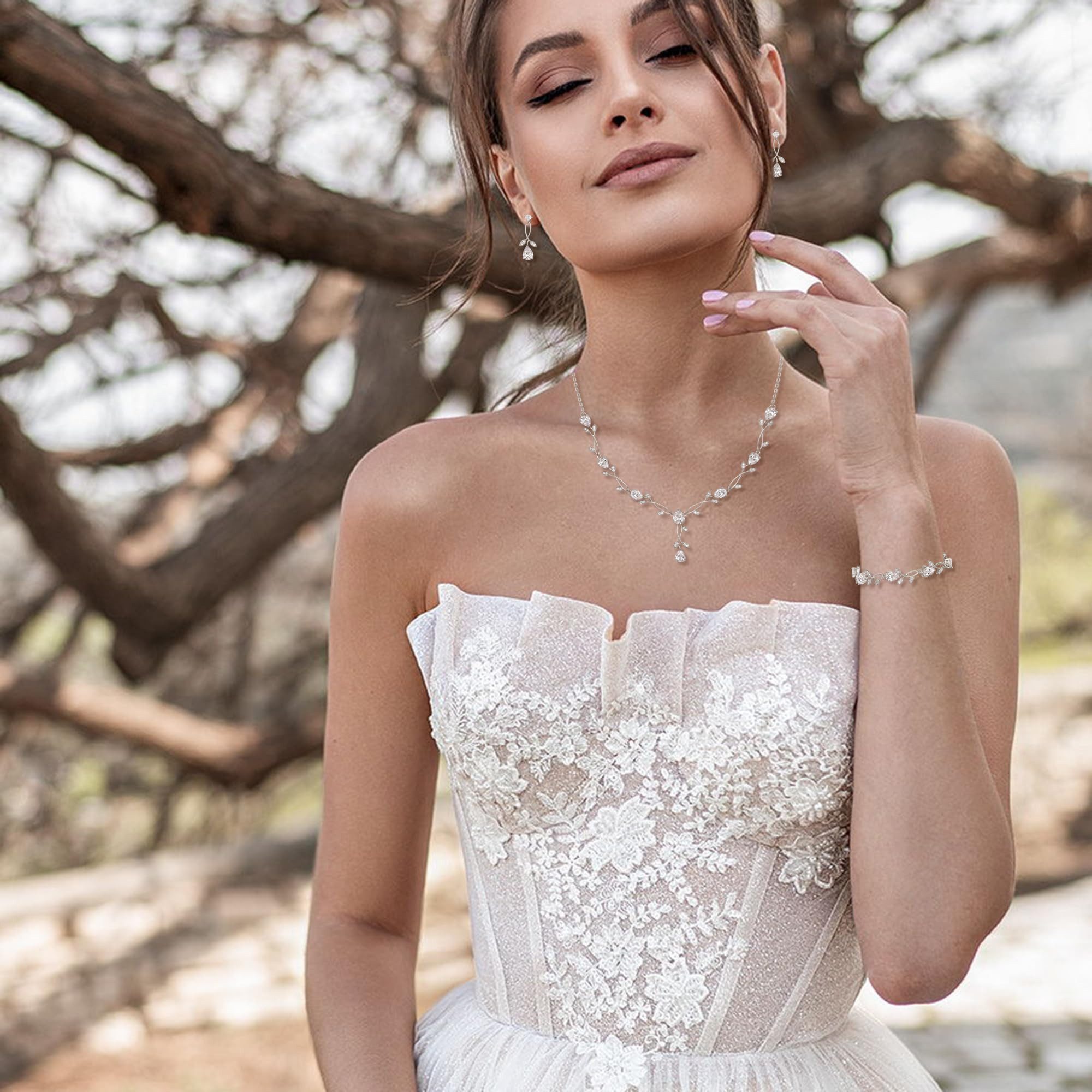 RWEUOQ Schmuckset Hochzeitsschmuck-Sets, Brautjungfern-Schmuck-Sets (3-tlg. günstig online kaufen