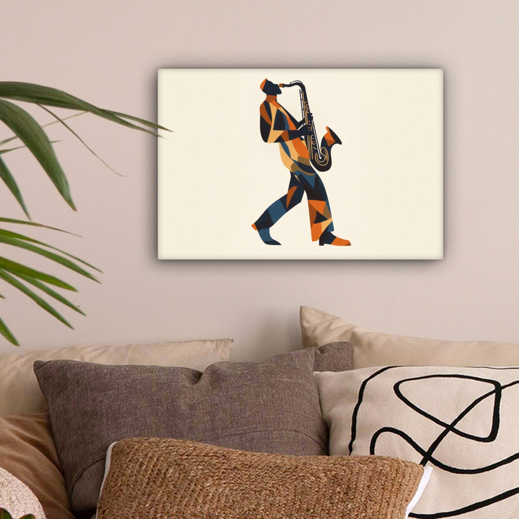 OneMillionCanvasses® Leinwandbild Saxophon - Abstrakt - Person - Blau, Foto günstig online kaufen