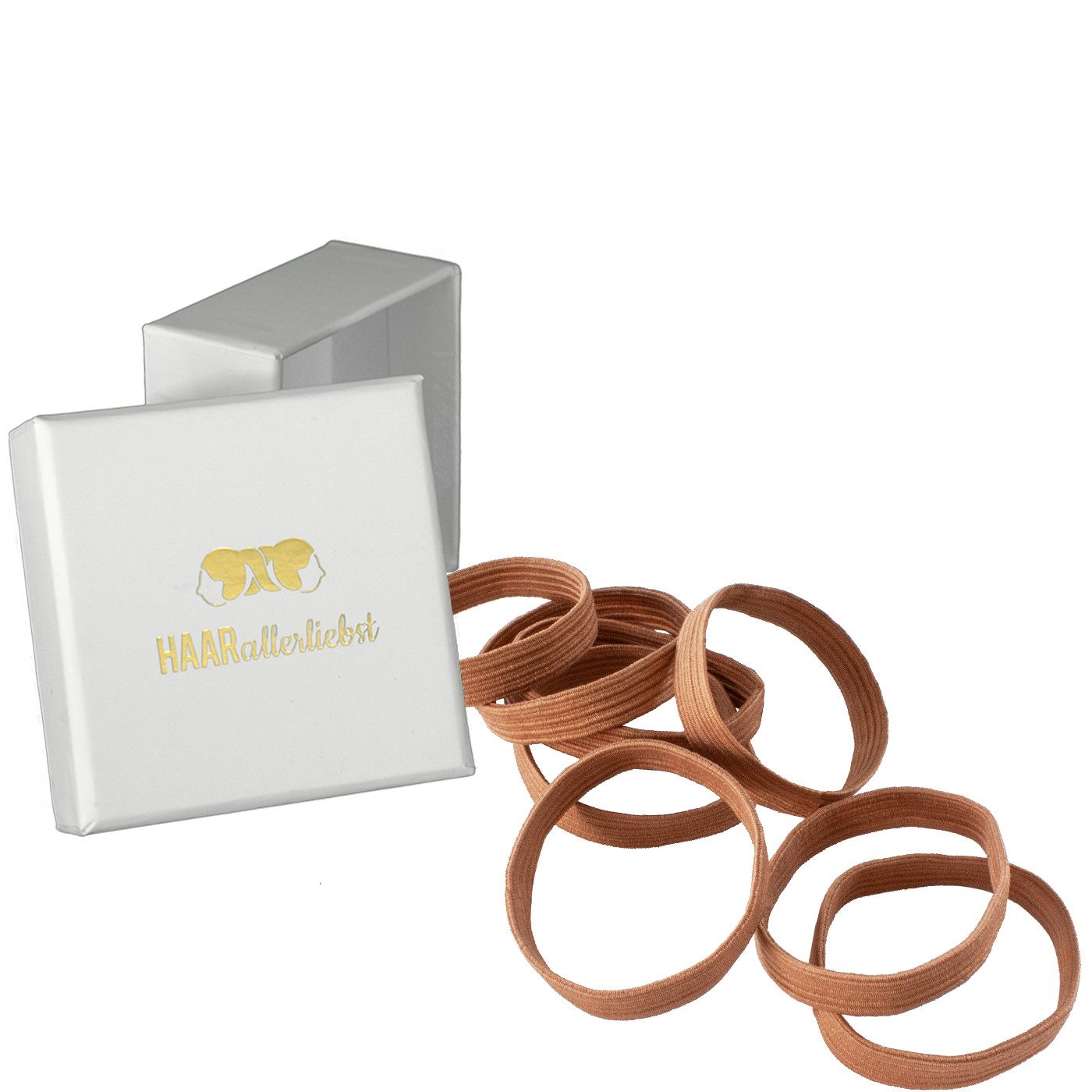 HAARallerliebst Haargummi extra Breit, Spar-Set, 8-tlg., Farbe dunkelbeige, 4,5cm Durchmesser, 9mm breit