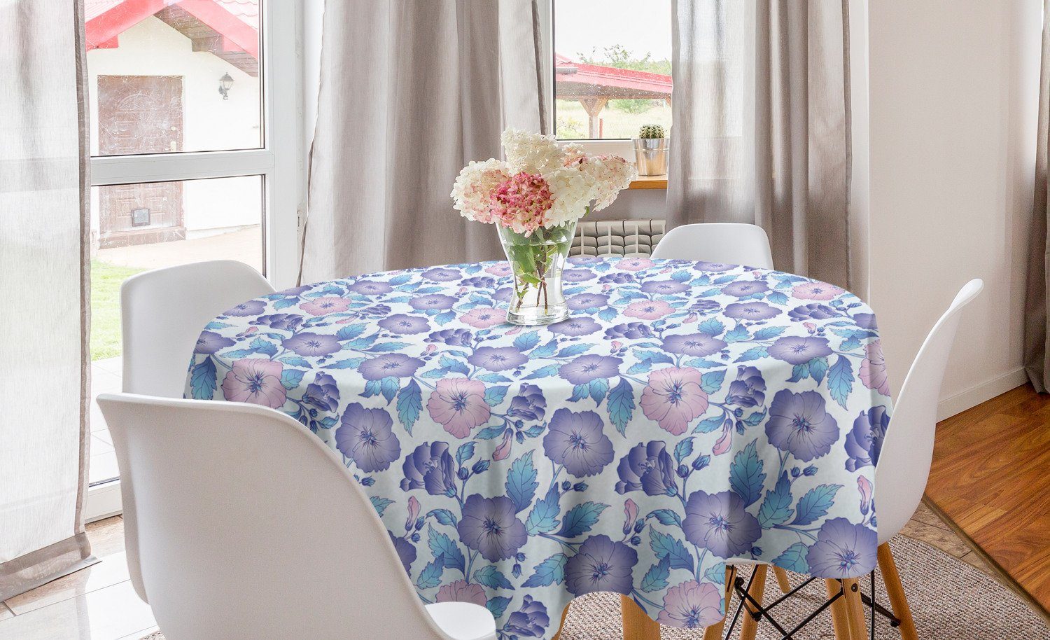 Abakuhaus Exotische Dekoration, Abdeckung Tischdecke Blumen-Blumenstrauß Tischdecke Kreis für Küche Esszimmer Garten