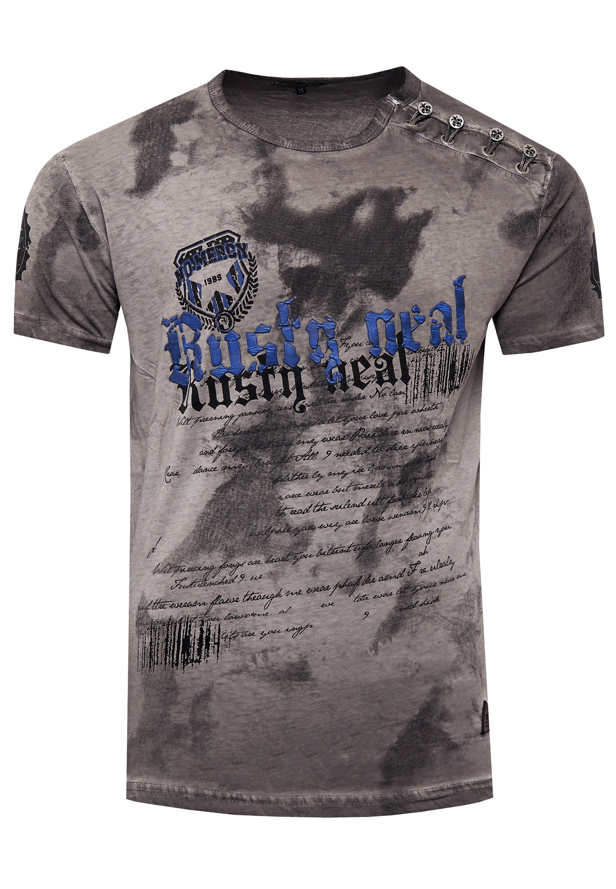 Rusty T-Shirt in Neal Batik-Design tollem anthrazit