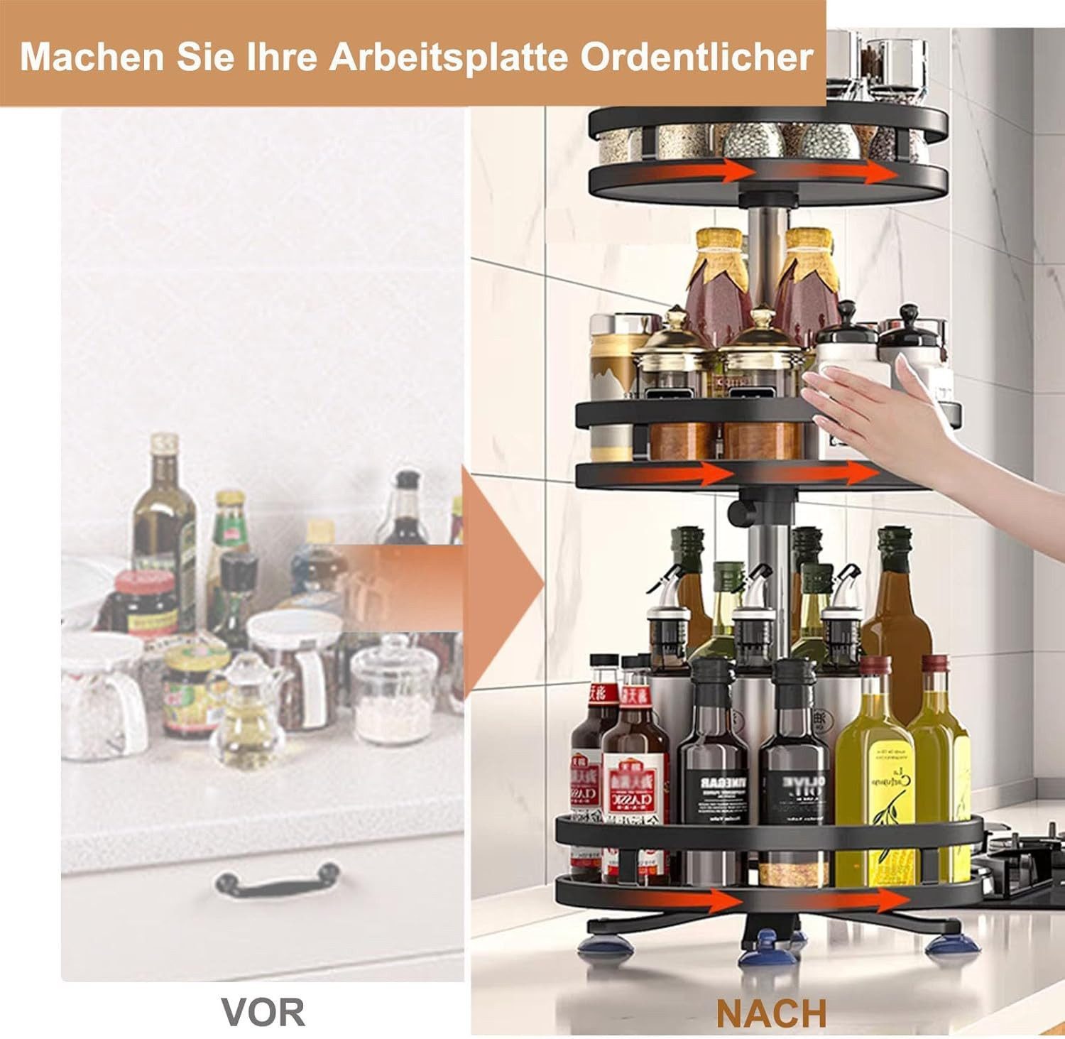 RWEUOQ Gewürzregal Gewürzregal 3 Ebenen Aufbewahrung günstig online kaufen