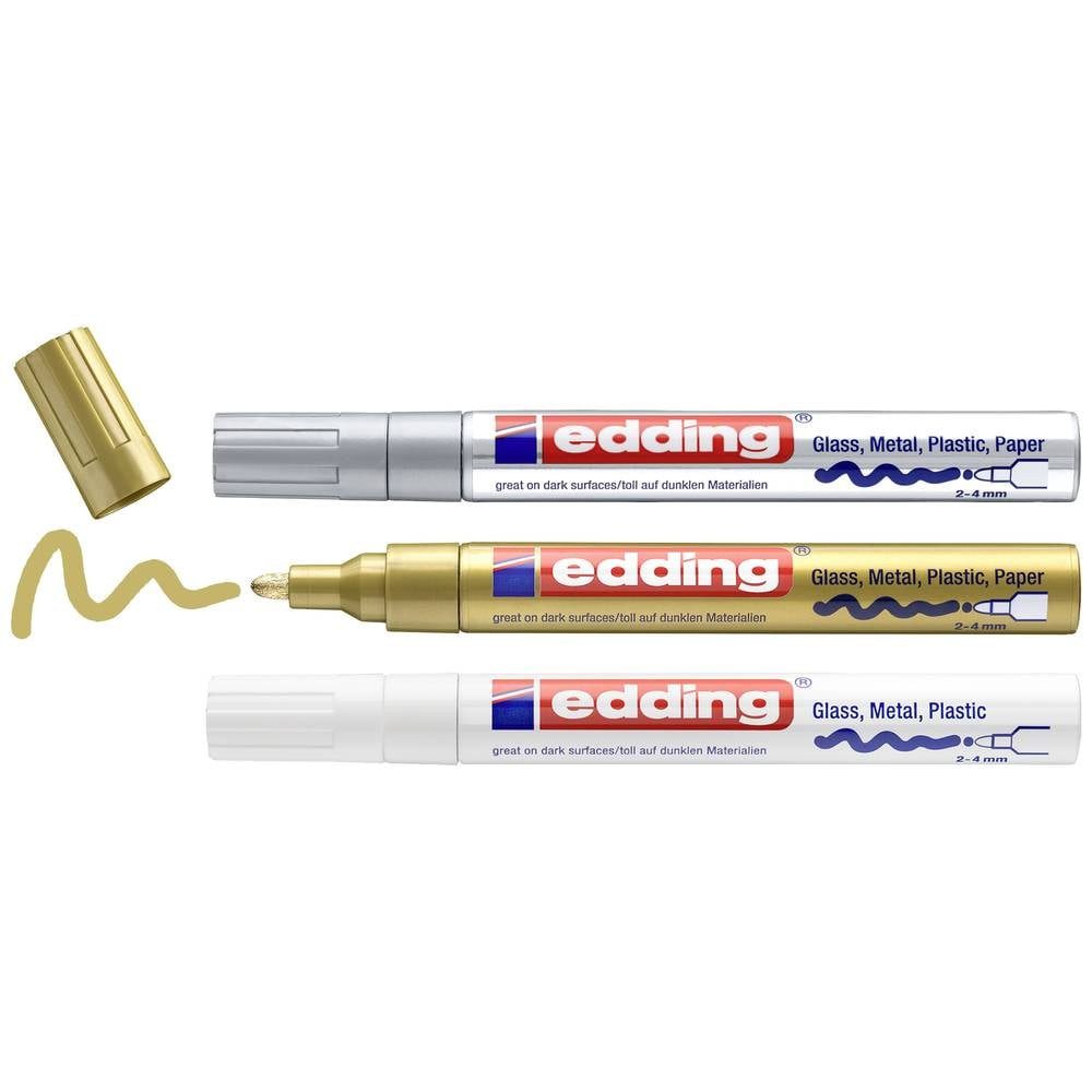 edding Lackmarker 750 Glanzlackmarker -gold, (metallic) - 3er Set Lackmarker 4-750-3-999