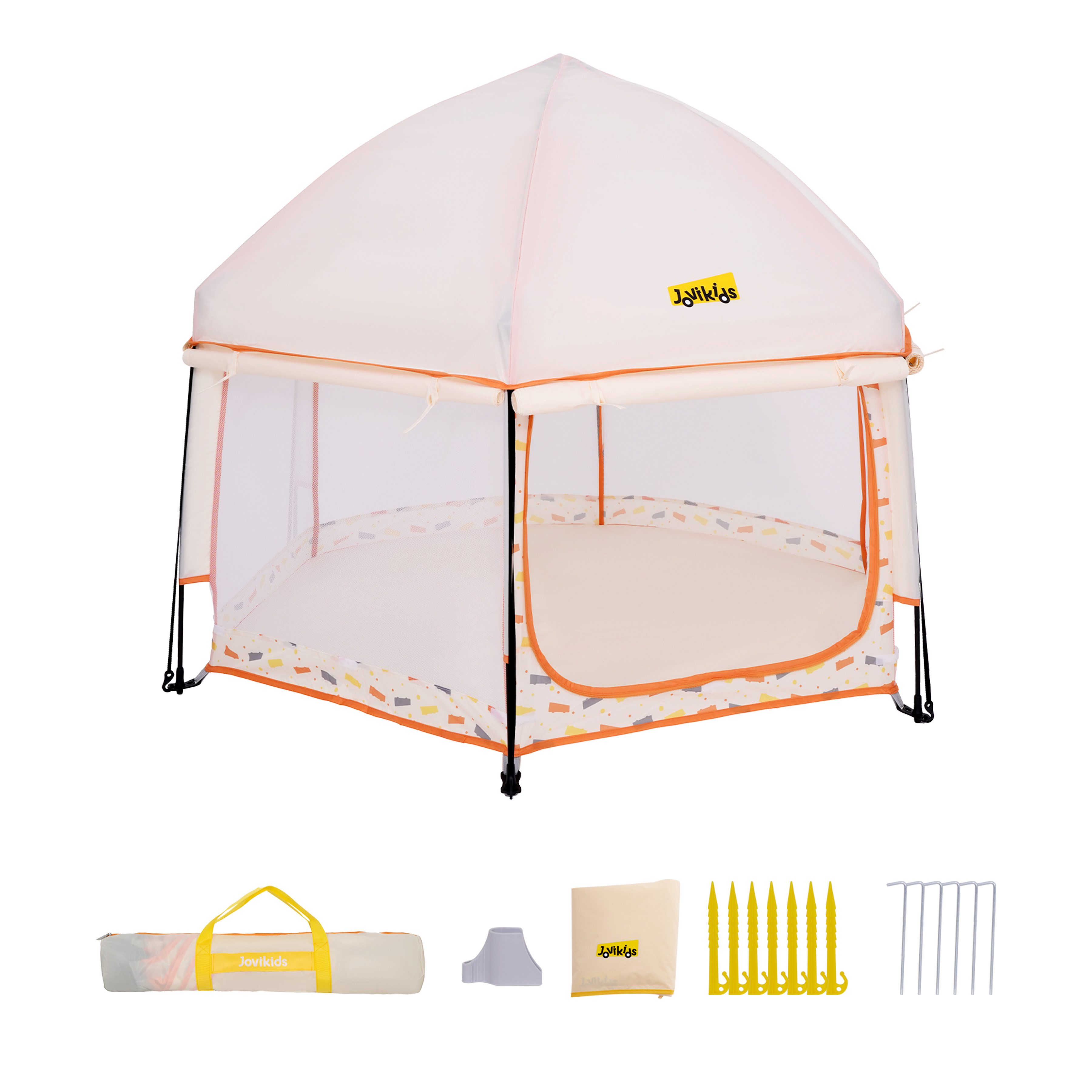 Laufgitter-Matratze Baby Laufstall 150x150x105 cm 6 eckig Baldachin Tragetasche, FELIXLEO