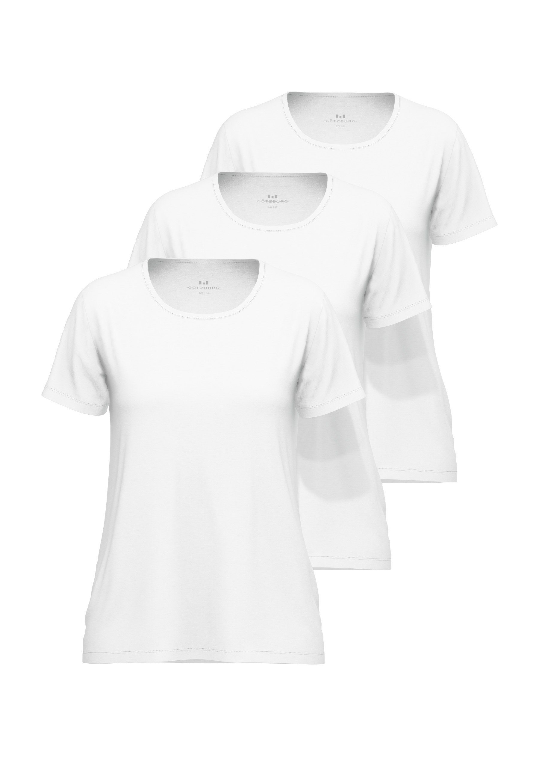 (3-St) 3er Unterziehshirt uni Pack weiß Shirt weiß-hell-uni Damen GÖTZBURG GÖTZBURG