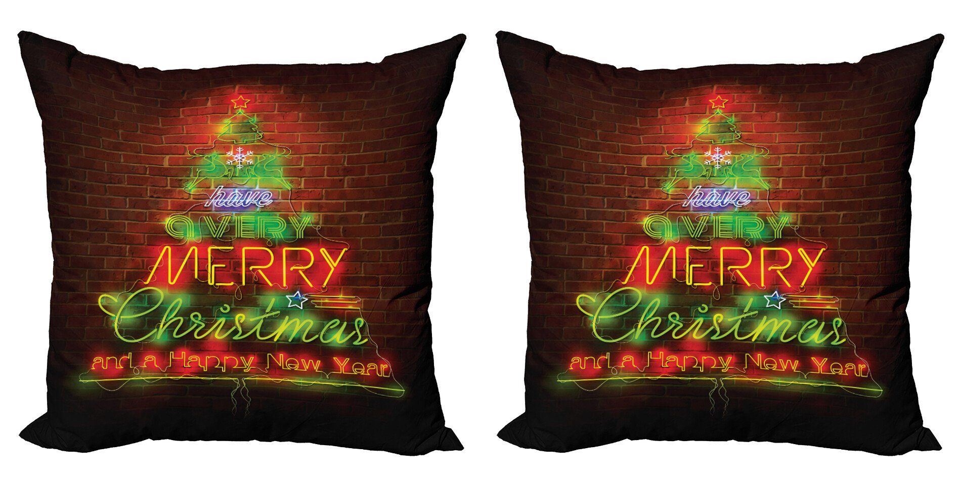 Kissenbezüge Modern Accent Doppelseitiger Digitaldruck, Abakuhaus Frohes Neues Weihnachten Stück), (2 Jahr Neon