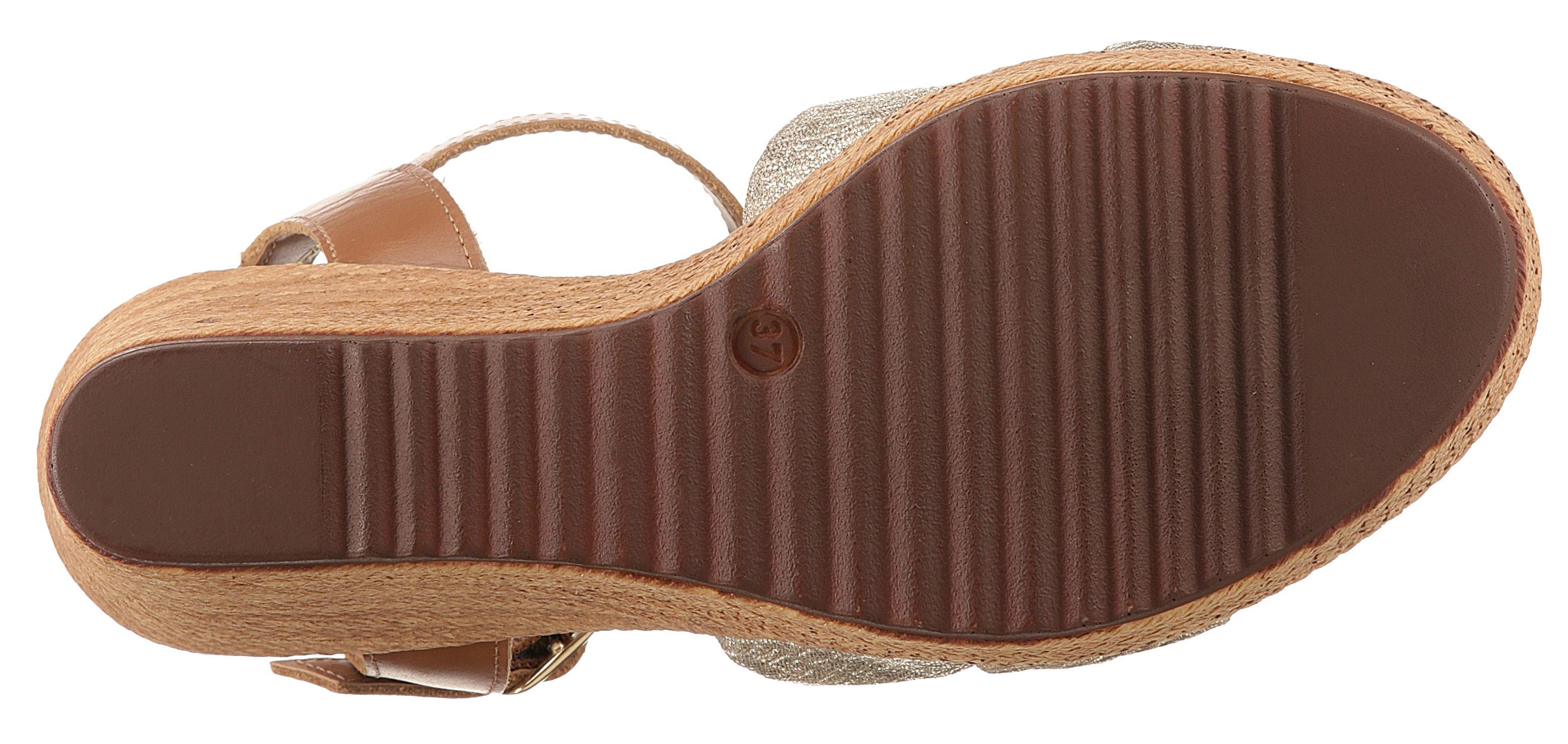 Tamaris Metallic-Schimmer Keilsandalette mit schönem