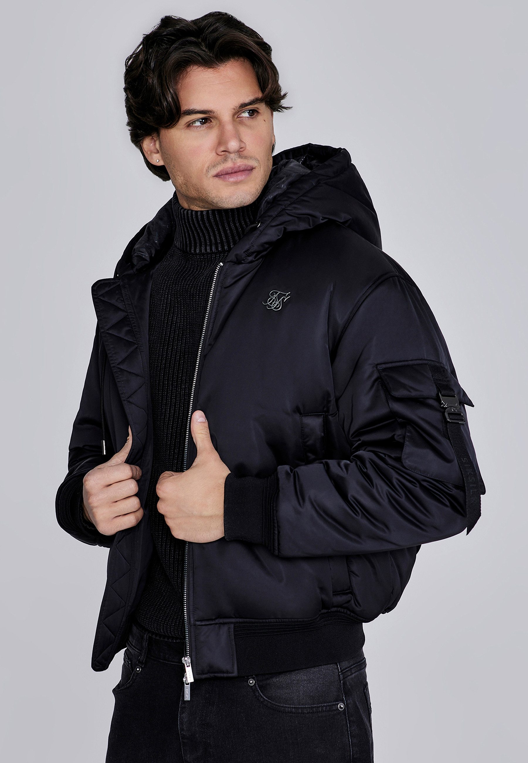 Siksilk Bomberjacke SikSilk Herren Kapuzen Bomberjacke günstig online kaufen
