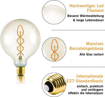 Nettlife LED-Leuchtmittel LED E27 4W Edison Globelampen G125, E27, 1 St.