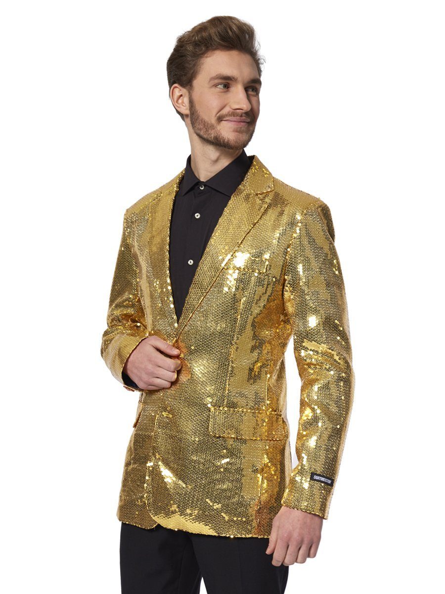 SuitMeister Kostüm SuitMeister Glitzerjacke gold, Eine goldene Discokugel zum Anziehen!