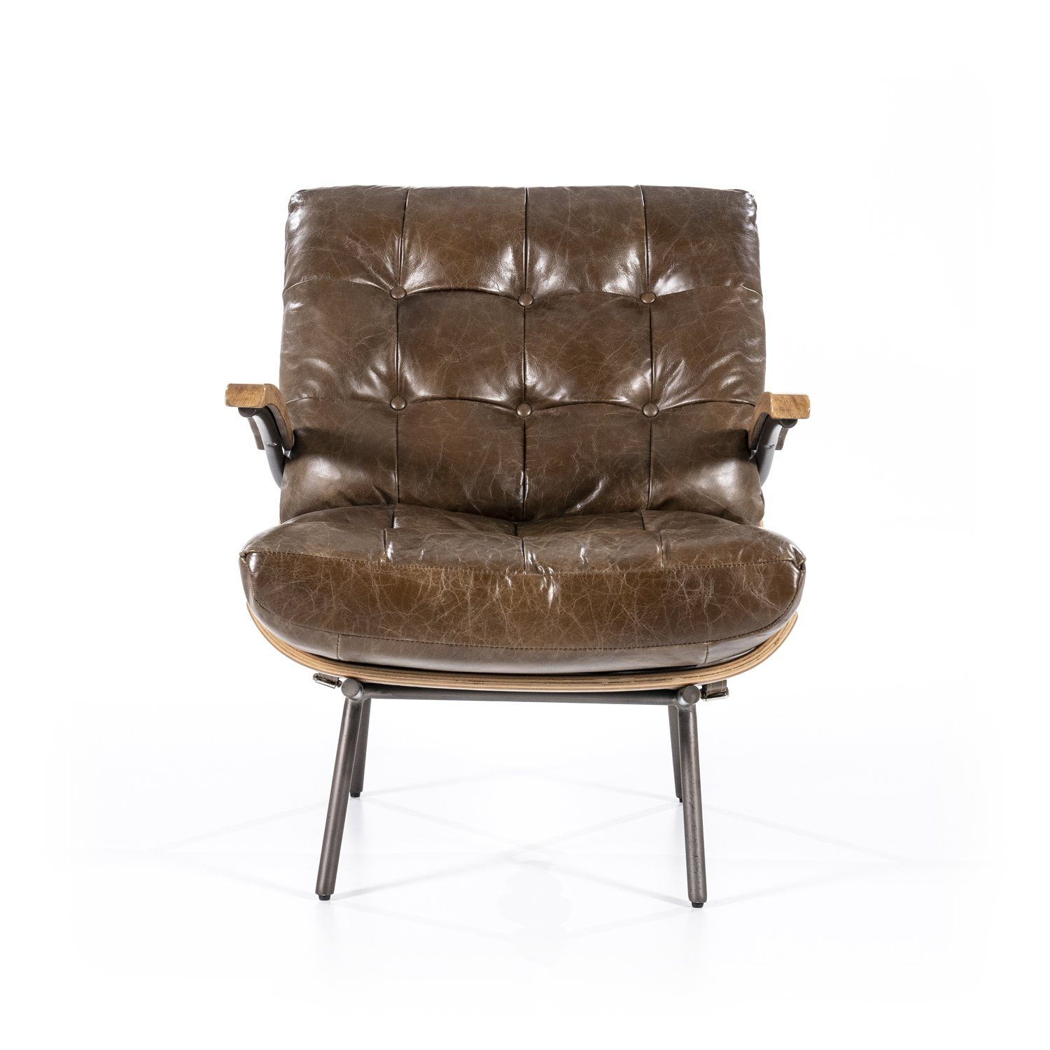 NICOLAS dunkelbraun aus Leder Loungesessel Sessel Vintage, ESTO Ledersessel Java-Leder hochwertigem Maison
