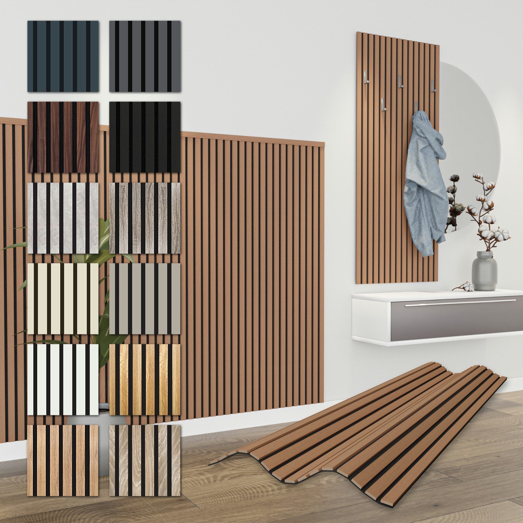 Hexim Wanddekoobjekt APH09 (Akustikpaneele 12 Stück 138,5x60cm Holz Comfort günstig online kaufen