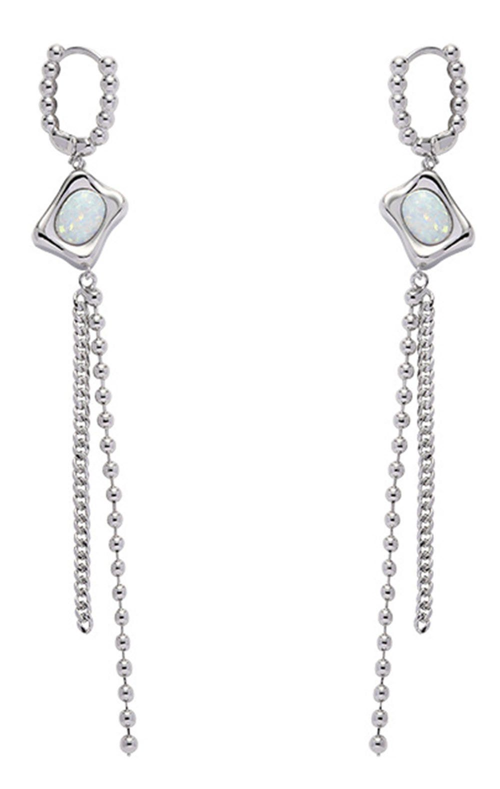 Haiaveng Paar Ohrhänger Quadratische geometrische Quasten-Ohrringe für Frauen, s925 Silber Quasten-Ohrringe