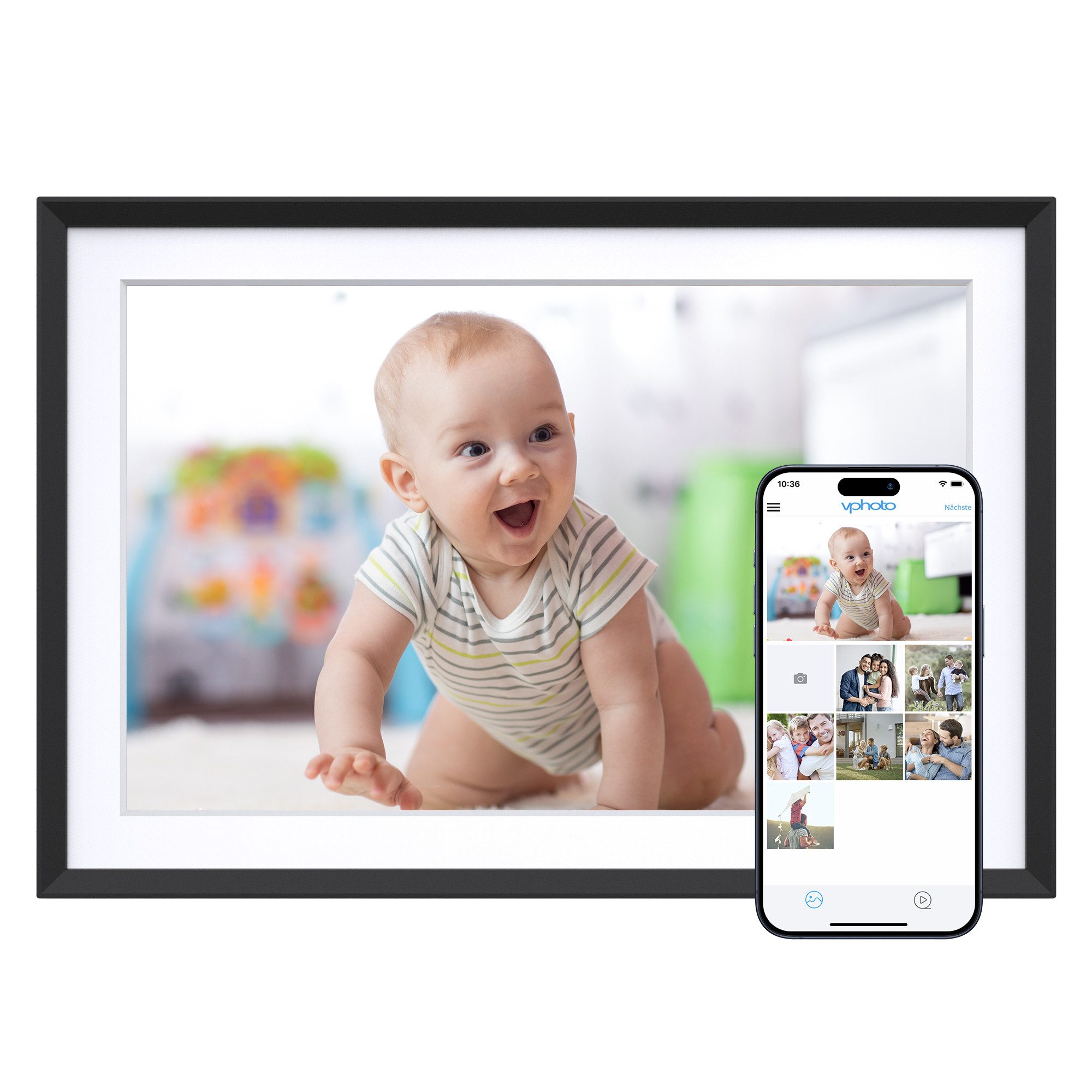 Dragon Touch Modern 10 Charm Digitaler Рамки (25,65 cm/10.1 ", 800 x 1280 Pixel, 16 GB, IPS-Touch-Display, App-Fotoübertragung & Automatische Drehung)