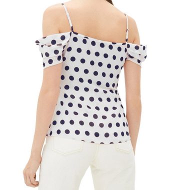 Jimmy Sanders Blusentop JIMMY SANDERS Damen Sommer-Bluse Off Shoulder-Bluse mit Punkten Benilde Shirt Weiß/Blau