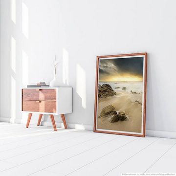 Sinus Art Poster 60x90cm Landschaftsfotografie Poster Strand mit Sonne und dramatischen Wolken