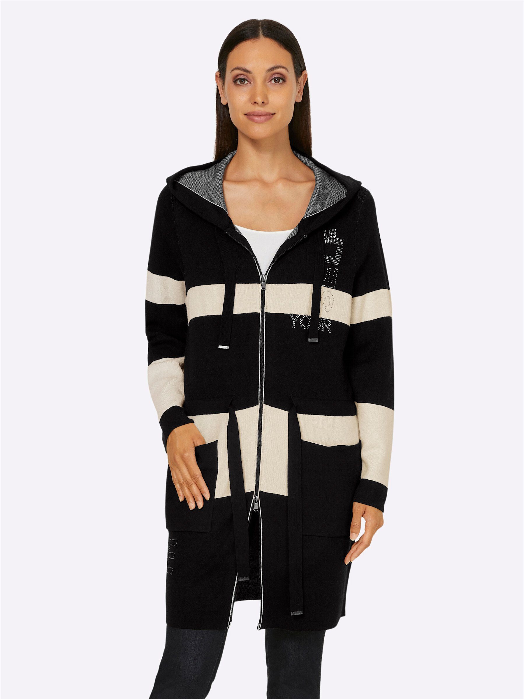 heine Strickjacke Strickmantel, 2-Wege-Reißverschluss