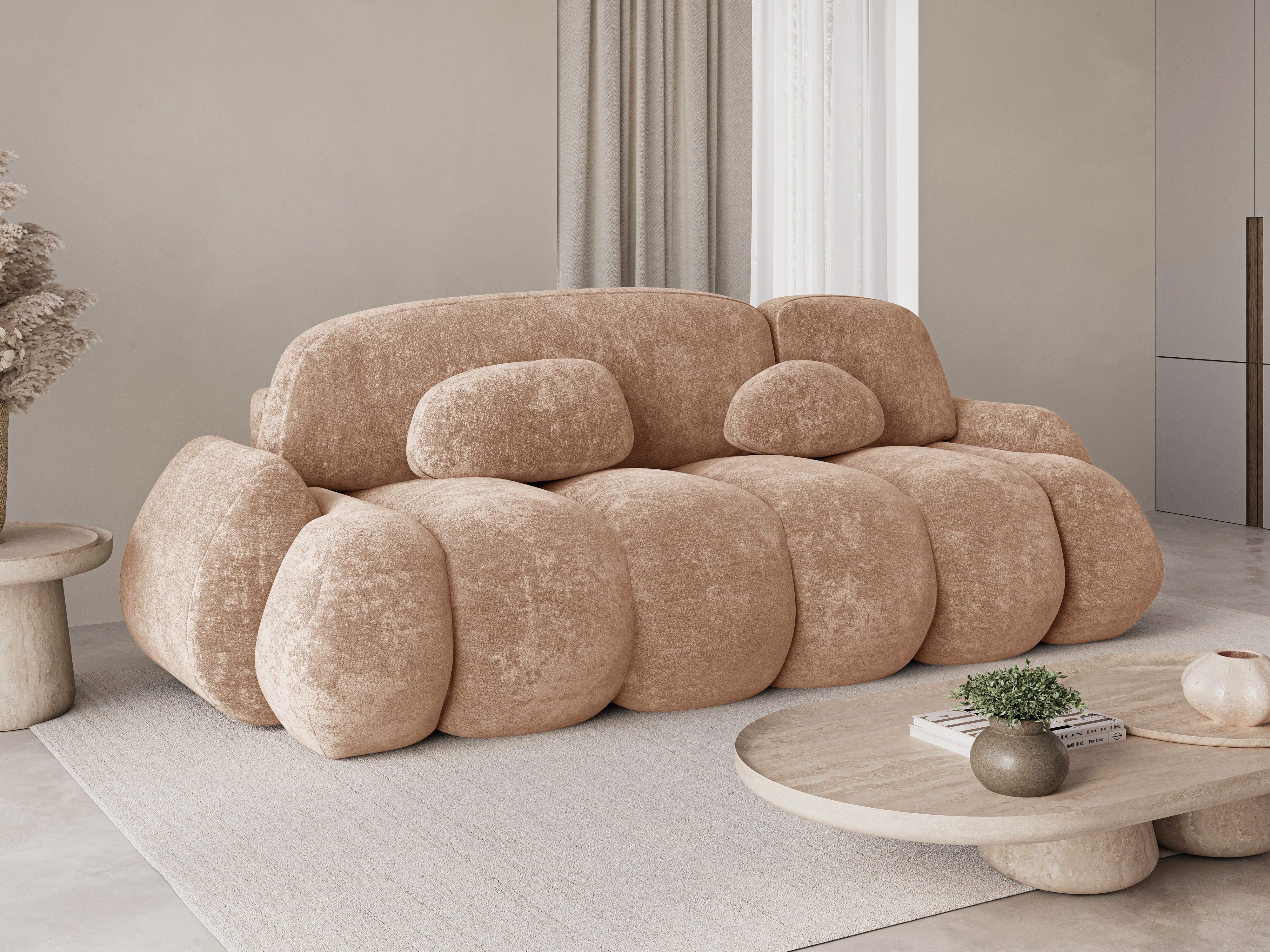 MOEBLO Schlafsofa STONE, Sitzer Sofa mit Schlaffunktion & Komfortpolsterung – Modernes Schlafsofa mit Bettkasten & Zierkissen, Couch Polstermöbel Sitzmöbel Wohnzimmermöbel 3-Sitzer-Sofa Stoffsofa für Wohnzimmer, (BxHxT): 270 x 103 x 113 cm