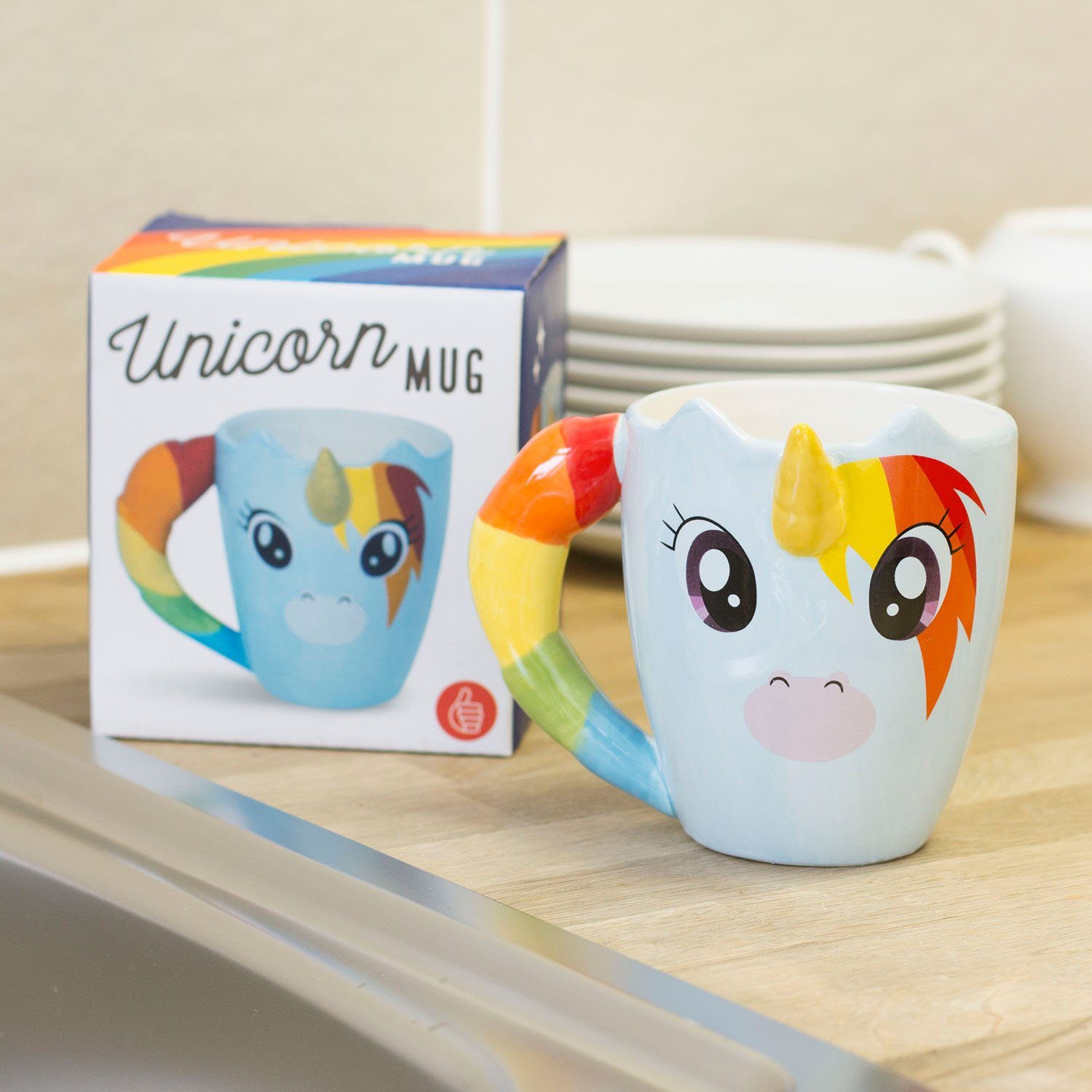"Unicorn Einhorn Up mit Öhrchen Thumbs Tasse, - Keramik, Mug" Tasse Tasse