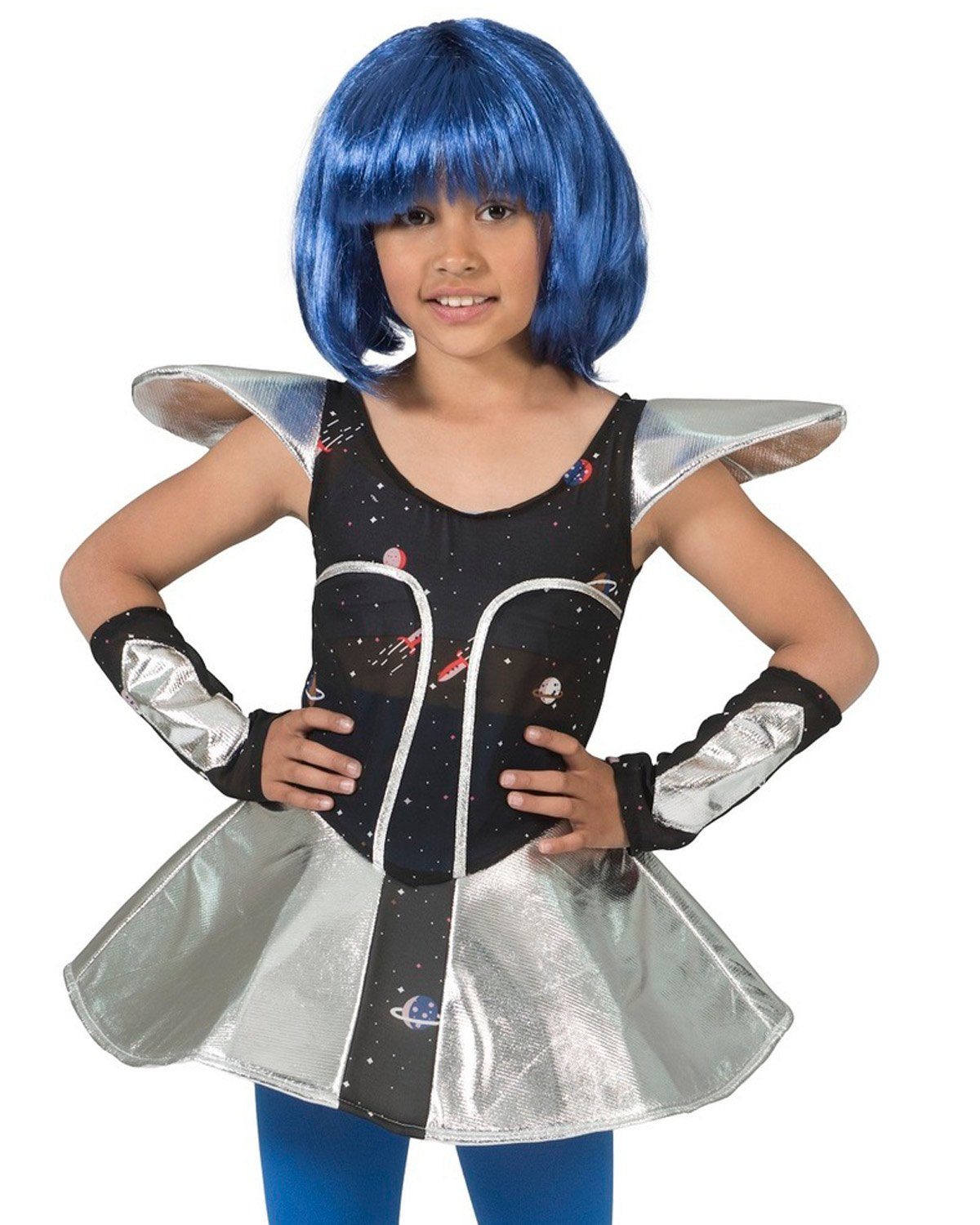 Funny Fashion Kostüm Space Girl 'Leia' für Mädchen - Silber Metallic