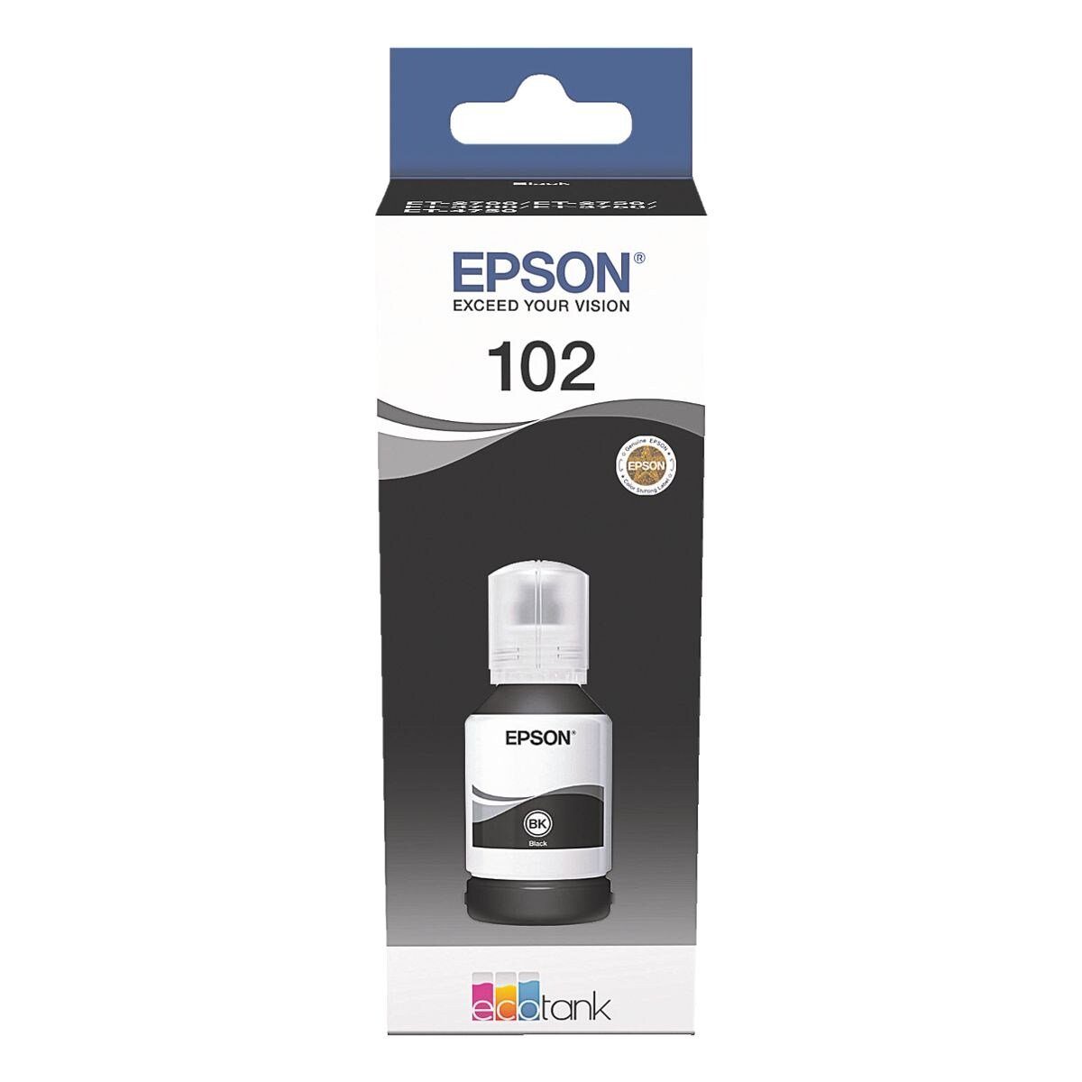 Epson 102 EcoTank Tintenpatrone (1-tlg., Original Druckerpatrone, schwarz)