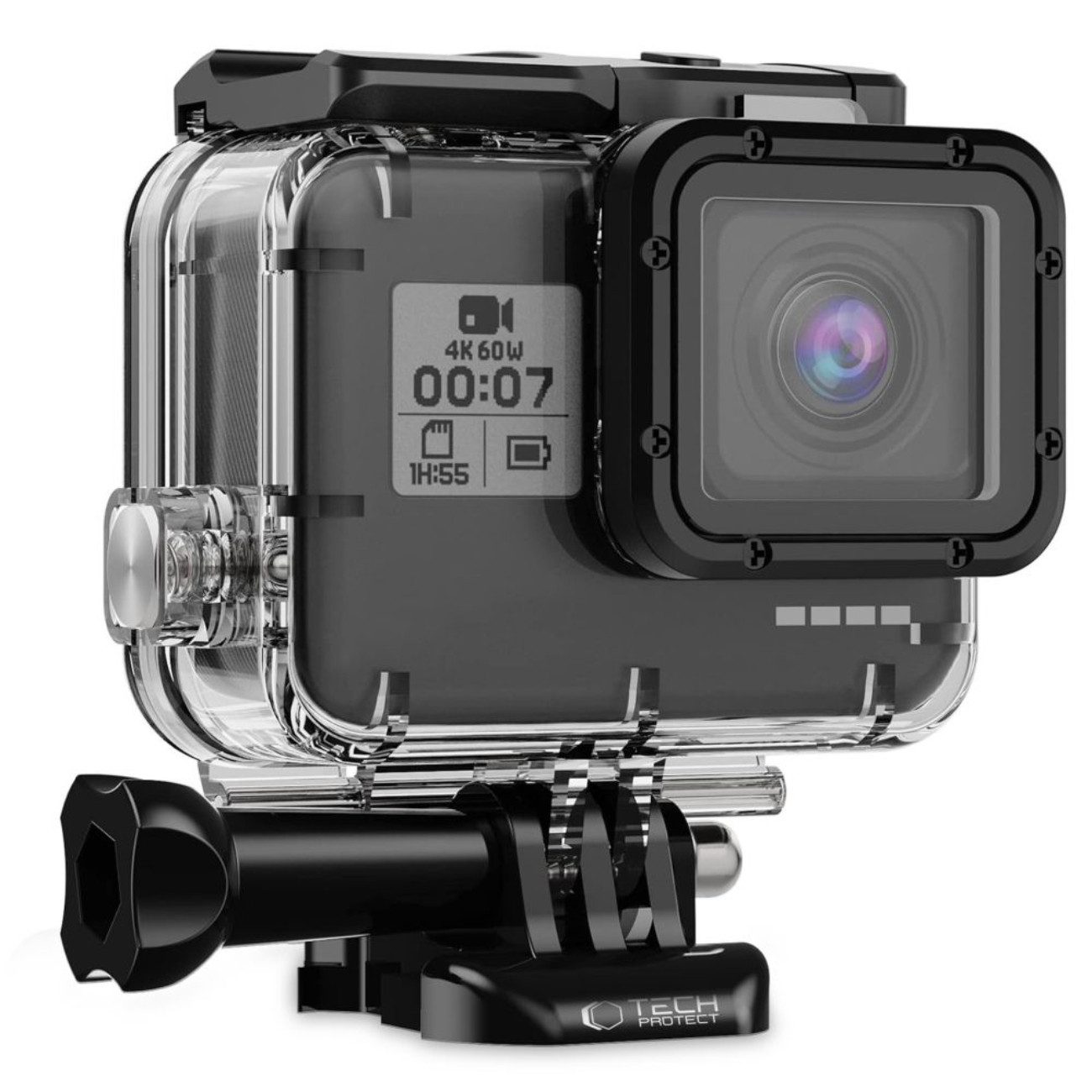TECH PROTECT Kamera-Hülle GA200, Wasserdichtes GoPro-Gehäuse bis 45 m Tiefe mit Montageset