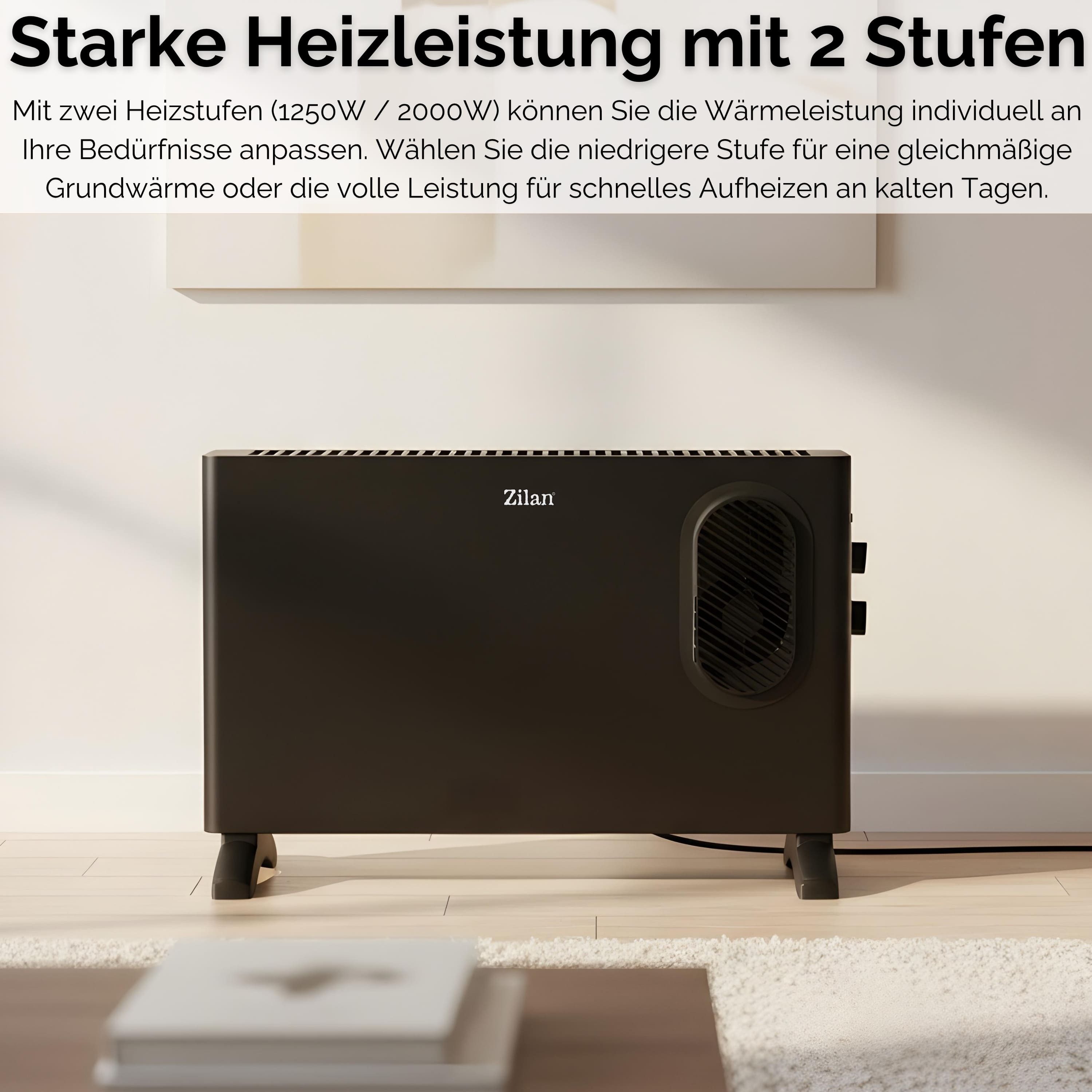 Zilan Konvektor ZLN-2055, Flexibel & Mobil einsetzbar, Ventilator-Funktion