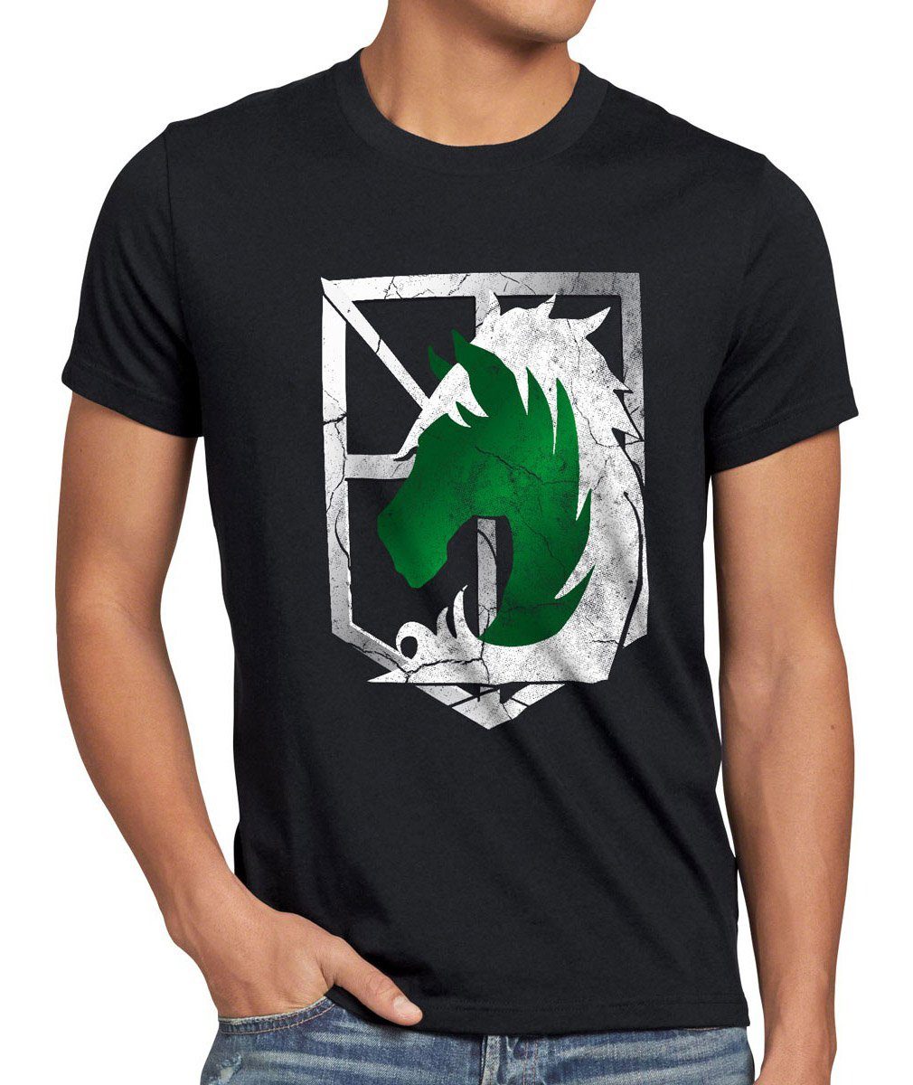 style3 Print-Shirt Herren T-Shirt Militärpolizei Titan Emblem Riesen Attack on AoT Eren Wappen Rose