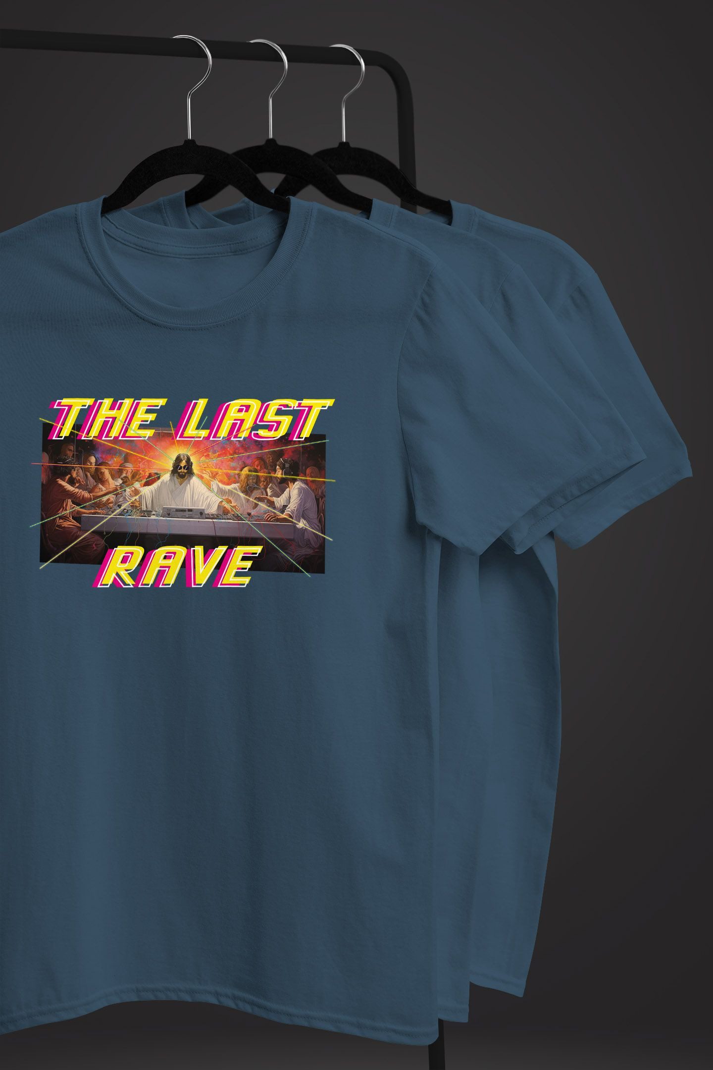 Neverless Print-Shirt Herren T-Shirt Techno The Last Rave Parodie Das letzte Abendmahl mit Print