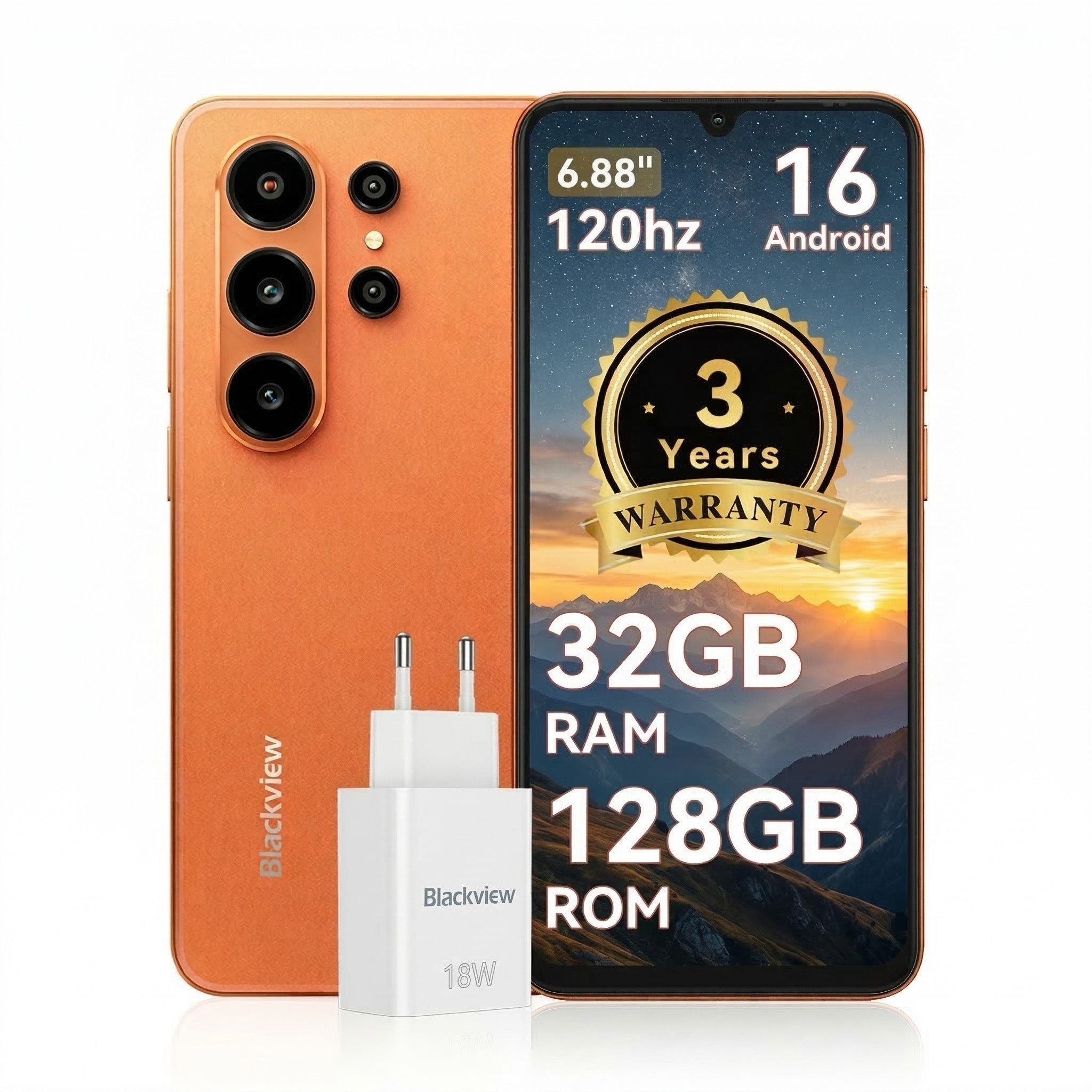 blackview Blackview A16 WAVE 10 (32+128) 120HZ 5000mAh AI Smartphone (6.8 Zoll, 32 MP Kamera, Fingerabdruck, Dual SIM 4G, Android 16)